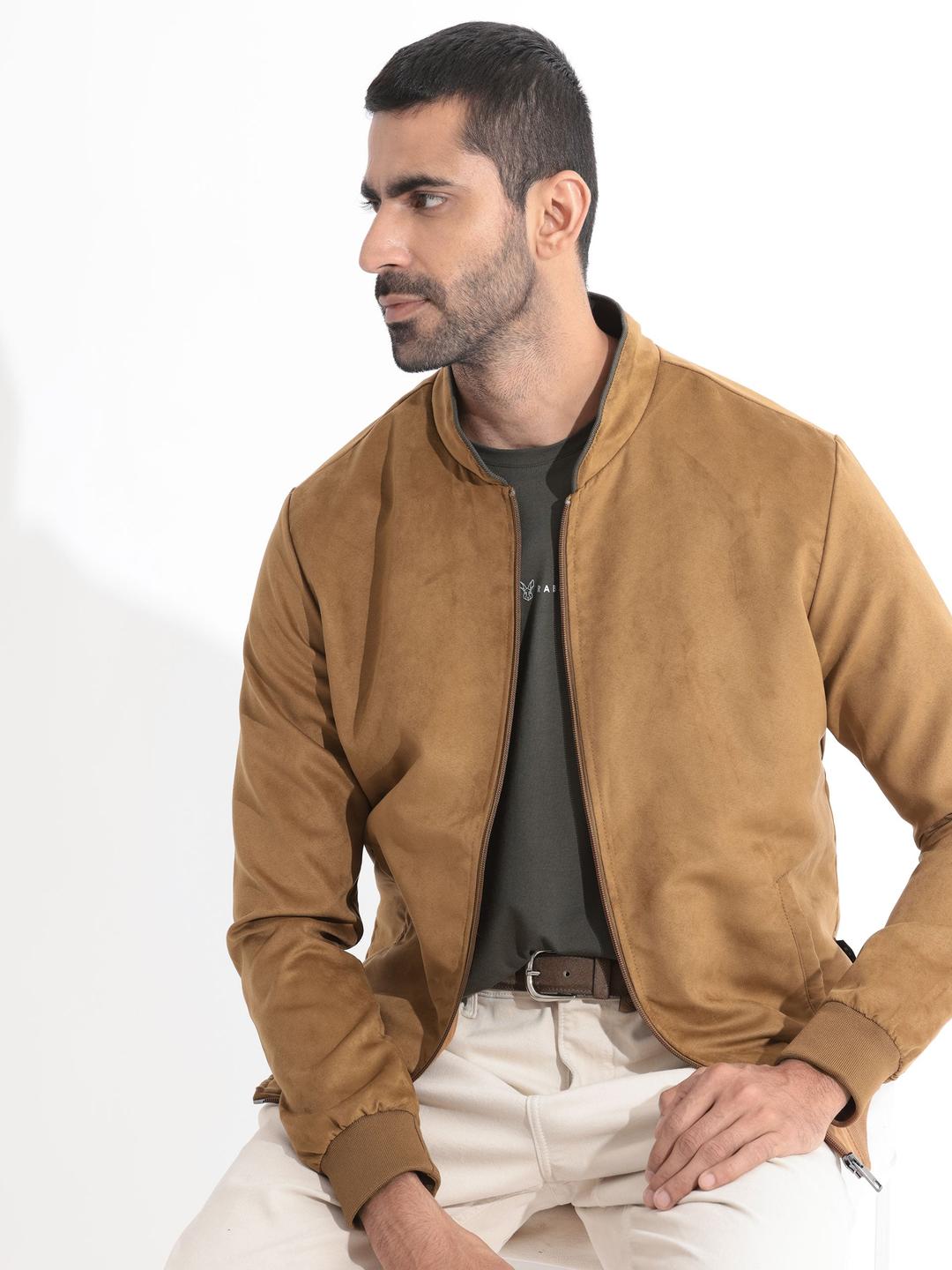 Buy RARE RABBIT Men Henron Regular Fit Mandarin Collar Bomber