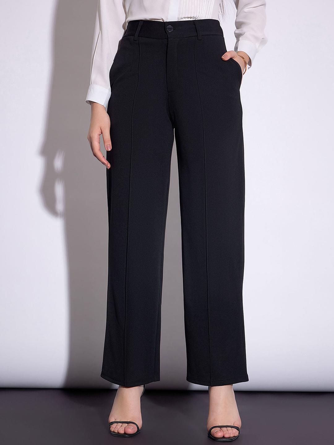 Buy SASSAFRAS worklyf Women Formal Parallel Trousers Trousers