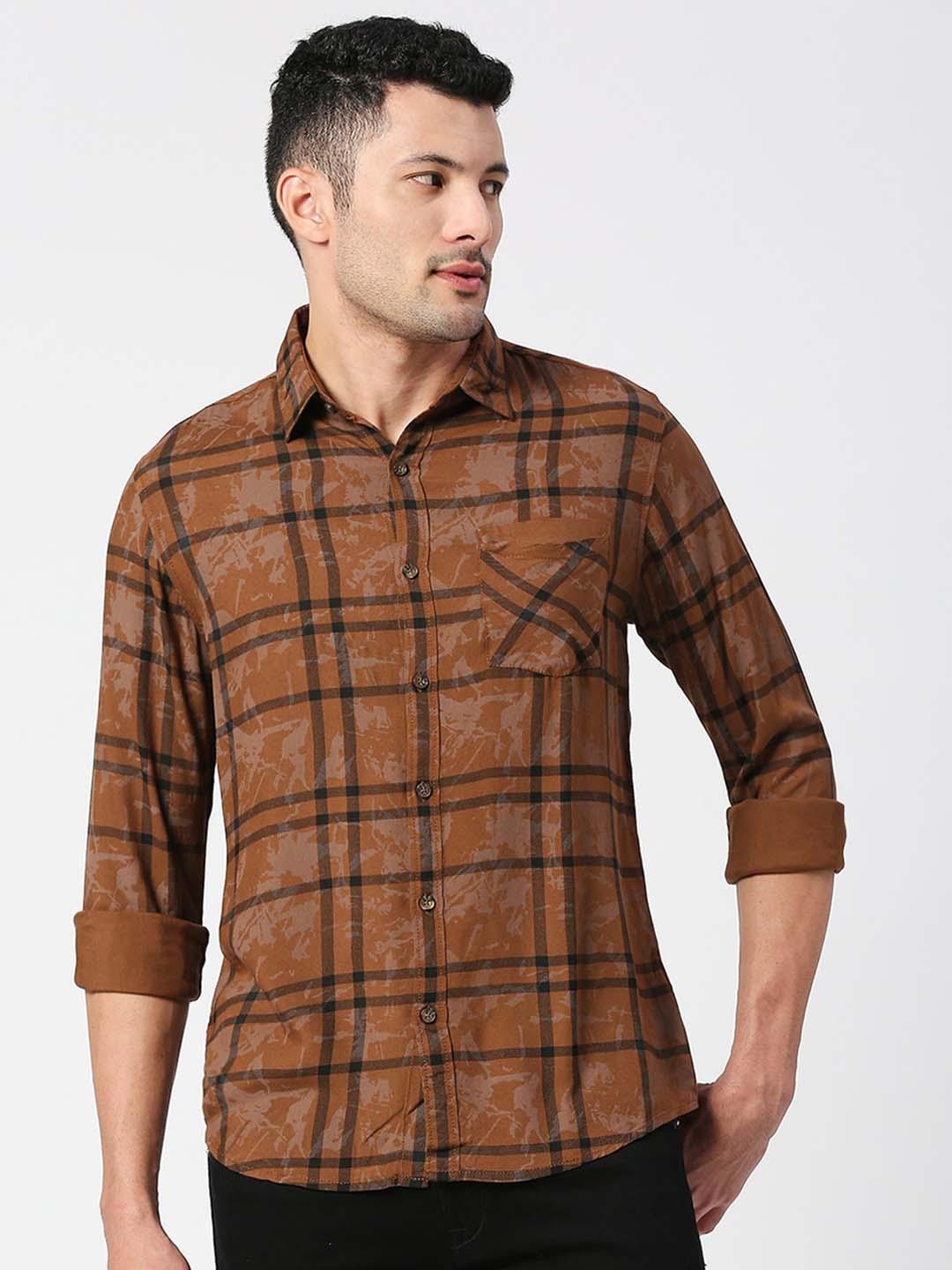 Buy SNX Tailored Fit Checked Pure Cotton Casual Shirt