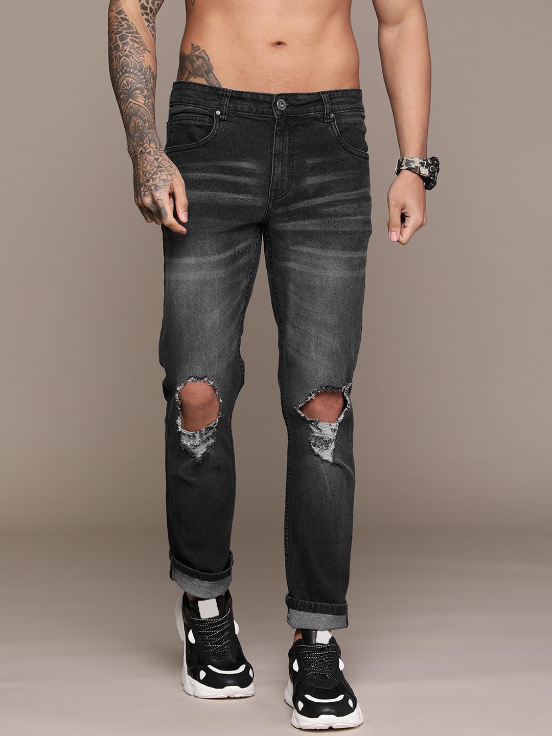 Buy The Roadster Lifestyle Co. Men Slim Fit Slash Knee Light Fade