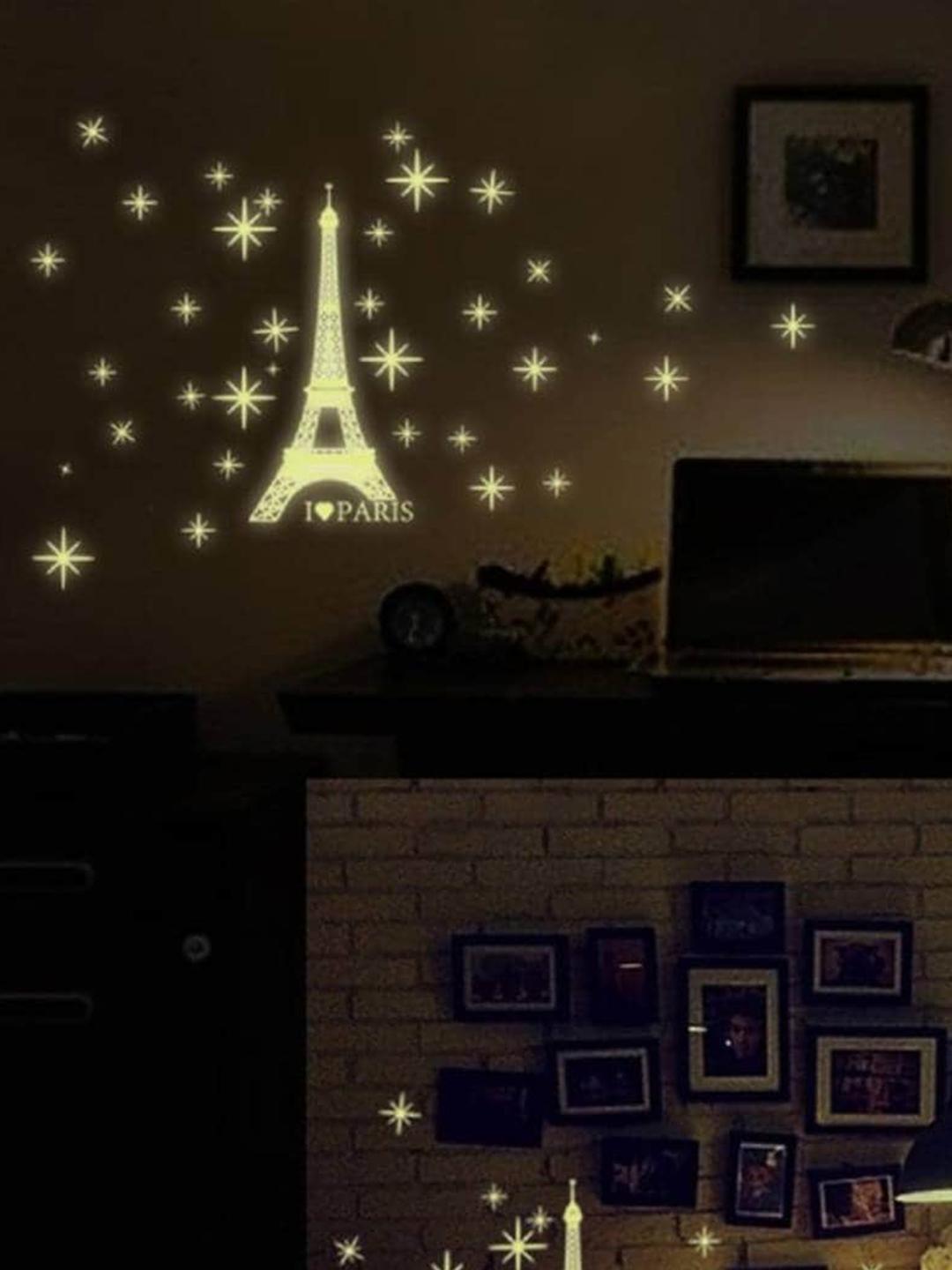 Jaamso Royals Yellow Luminous Eiffel Tower Wall Sticker