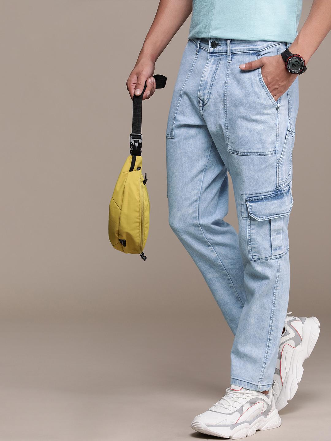 Buy WROGN Men Cargo Fit Light Fade Stretchable Jeans - Jeans for