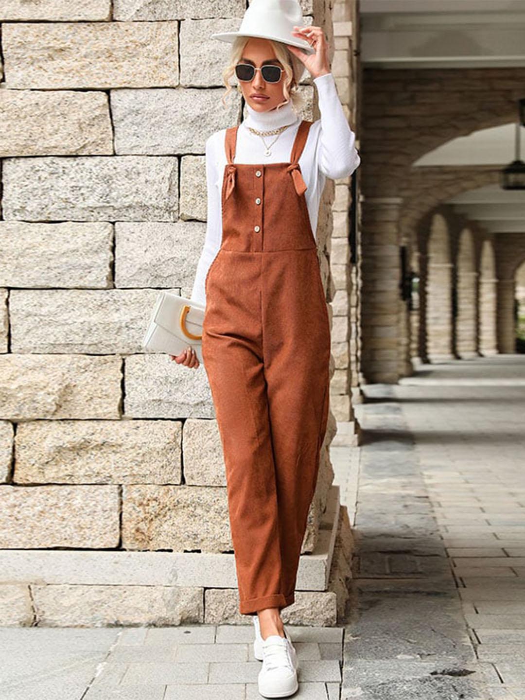 popelin / 25AW Brown dungarees サイズ2-3y Buy StyleCast Brown Straight Leg Dungaree - Dungarees for Women