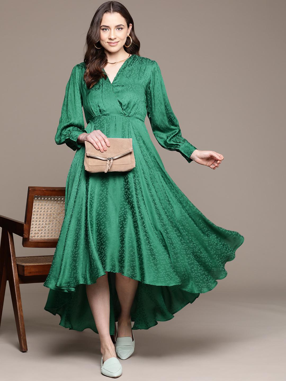 Buy Ritu Kumar Self Design Bishop Sleeve Maxi Dress - Dresses for Women  25945874 | Myntra