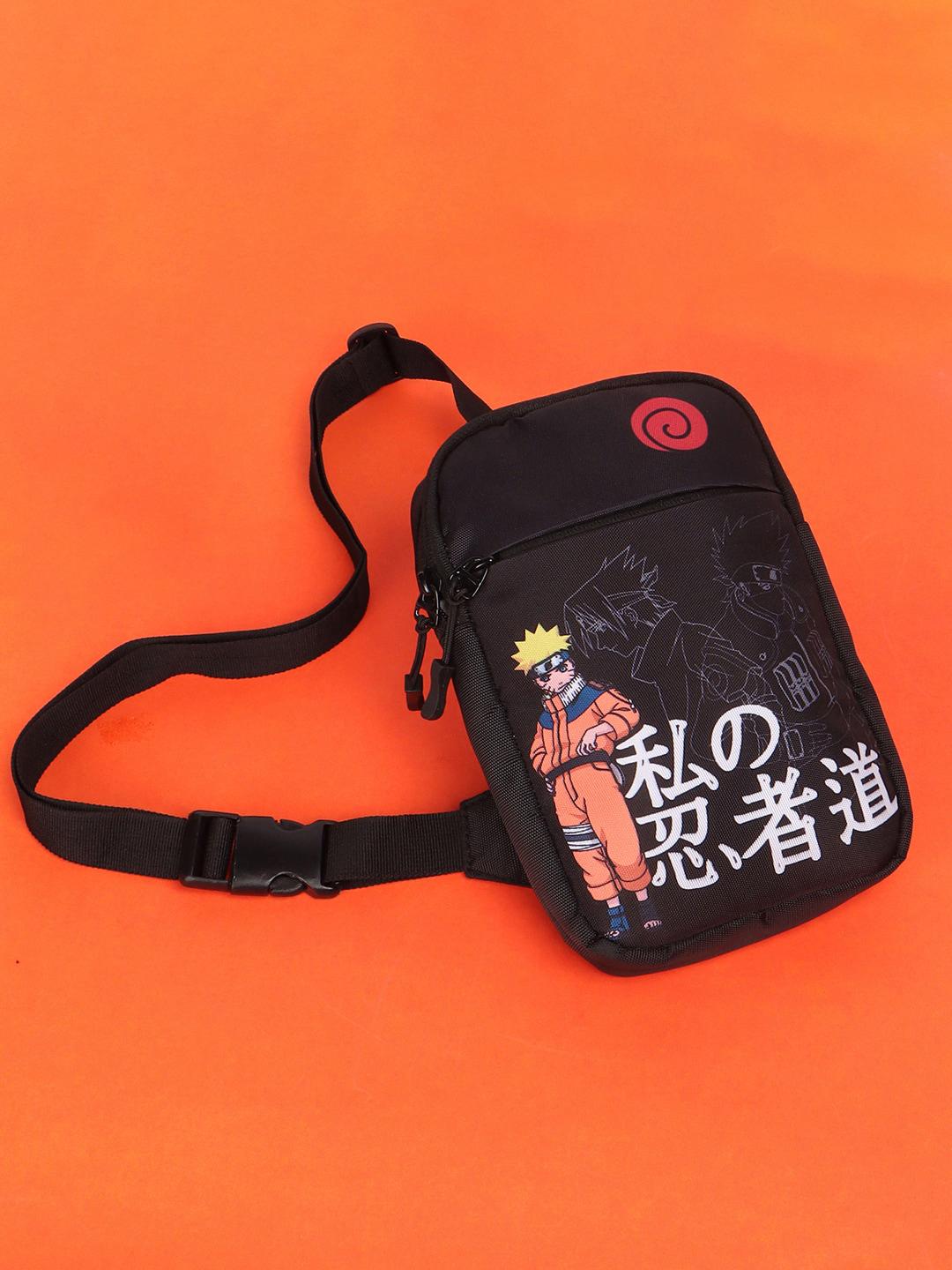Bewakoof Unisex Black Ninja Naruto Printed Sling Bag - Image 1