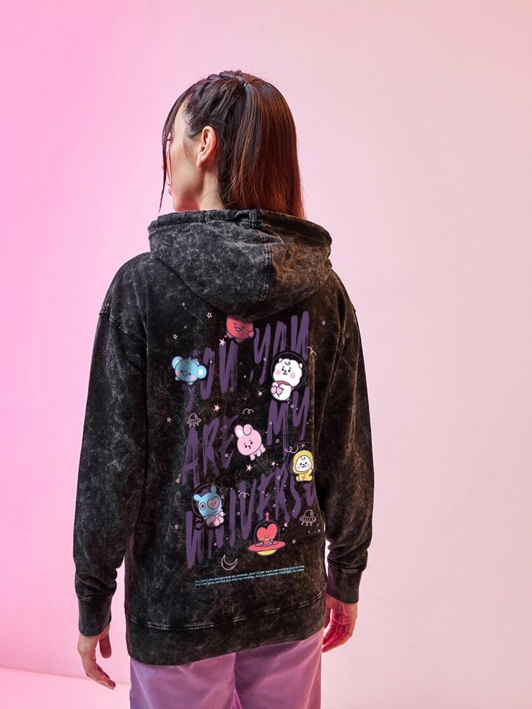 Buy Bewakoof BTS My Universe Printed Hooded Fleece Pullover