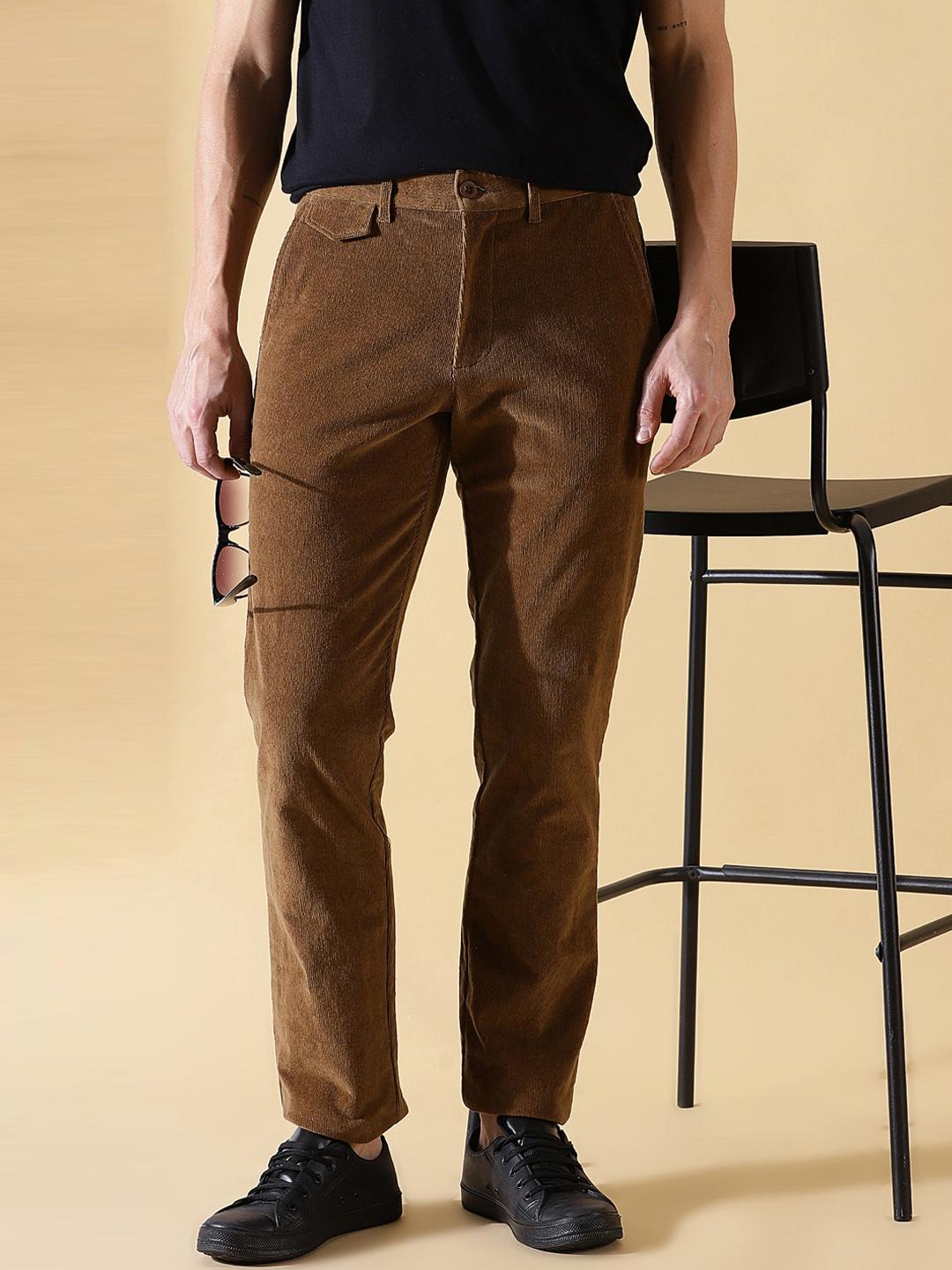 Buy Thomas Scott Men Textured Smart Slim Fit Easy Wash Corduroy