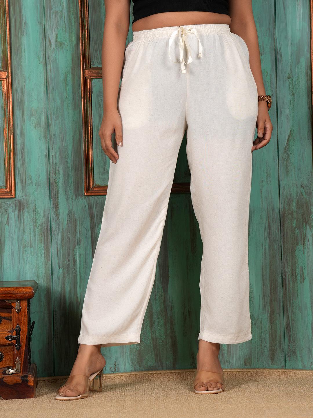Buy Style Shoes Women Mid-Rise Linen Cropped Parallel Trouser