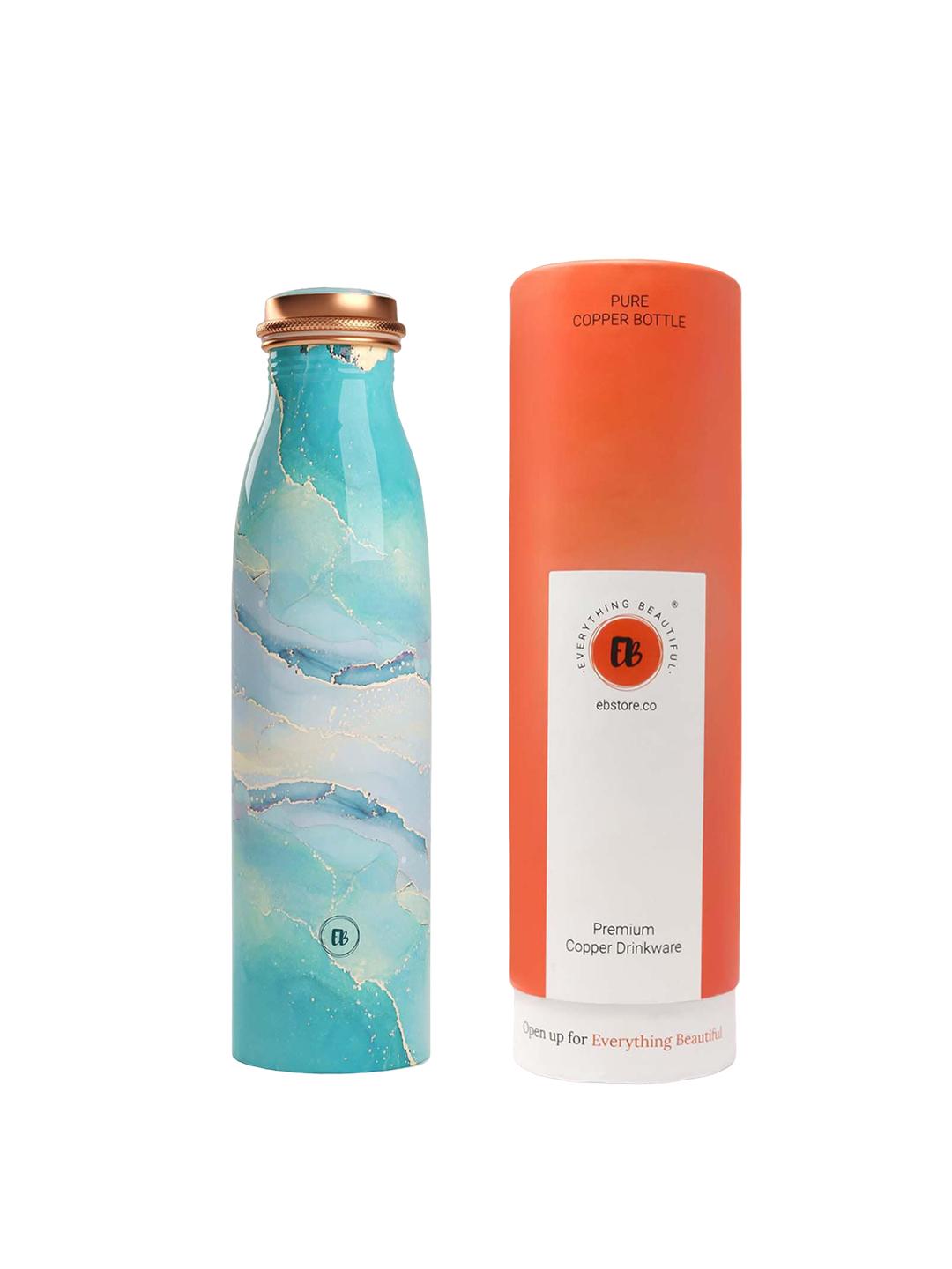 Pure Copper Water Bottle – Navy Blue Moroccan Design, Ayurvedic, Leak-Proof & Easy To Clean