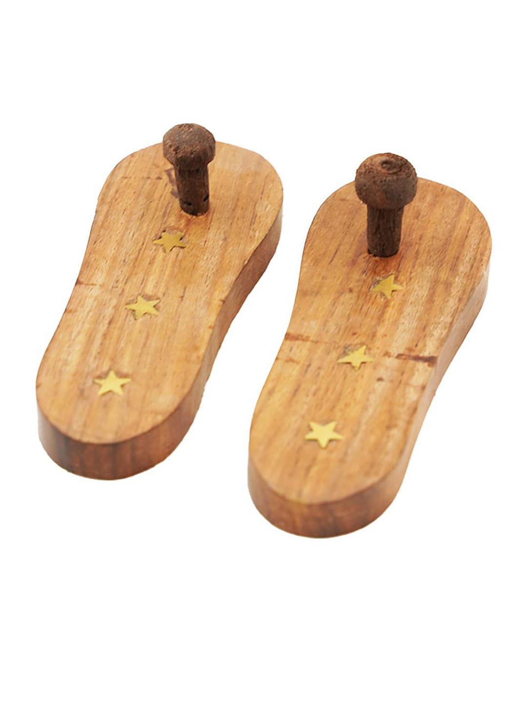 Buy PujaNPujari Brown Wooden khadau- Lakshmi Charan Paduka Pooja