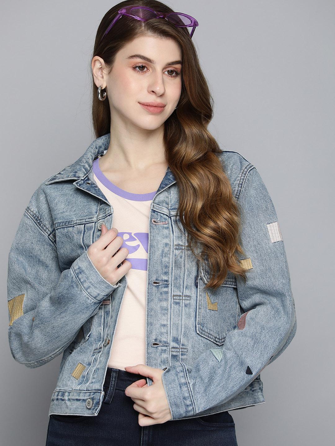 Buy Levis Pure Cotton Denim Jacket With Embroidered Detail
