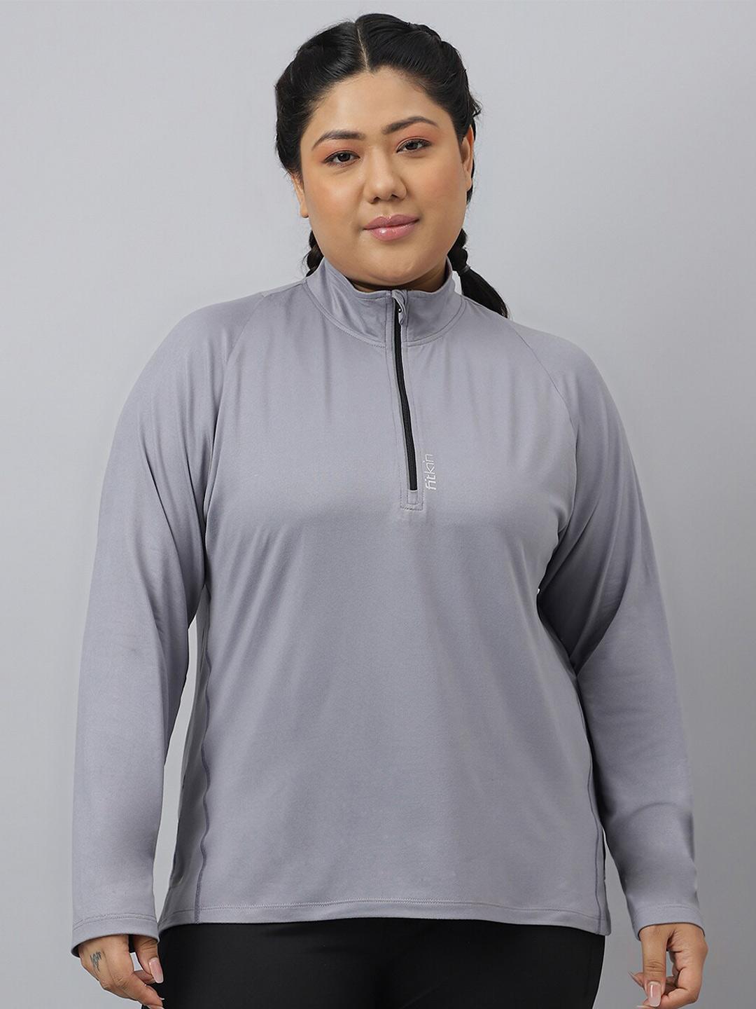 Buy Fitkin Plus Size Anti-Odor Front Zipper T-shirt - Tshirts for