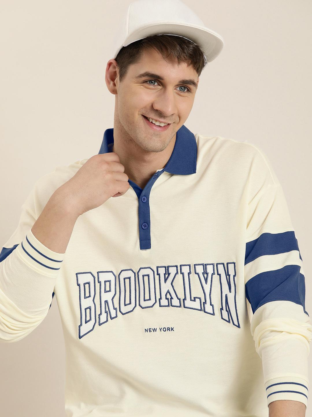 Buy HERE&NOW Typography Embroidered Polo Collar Drop