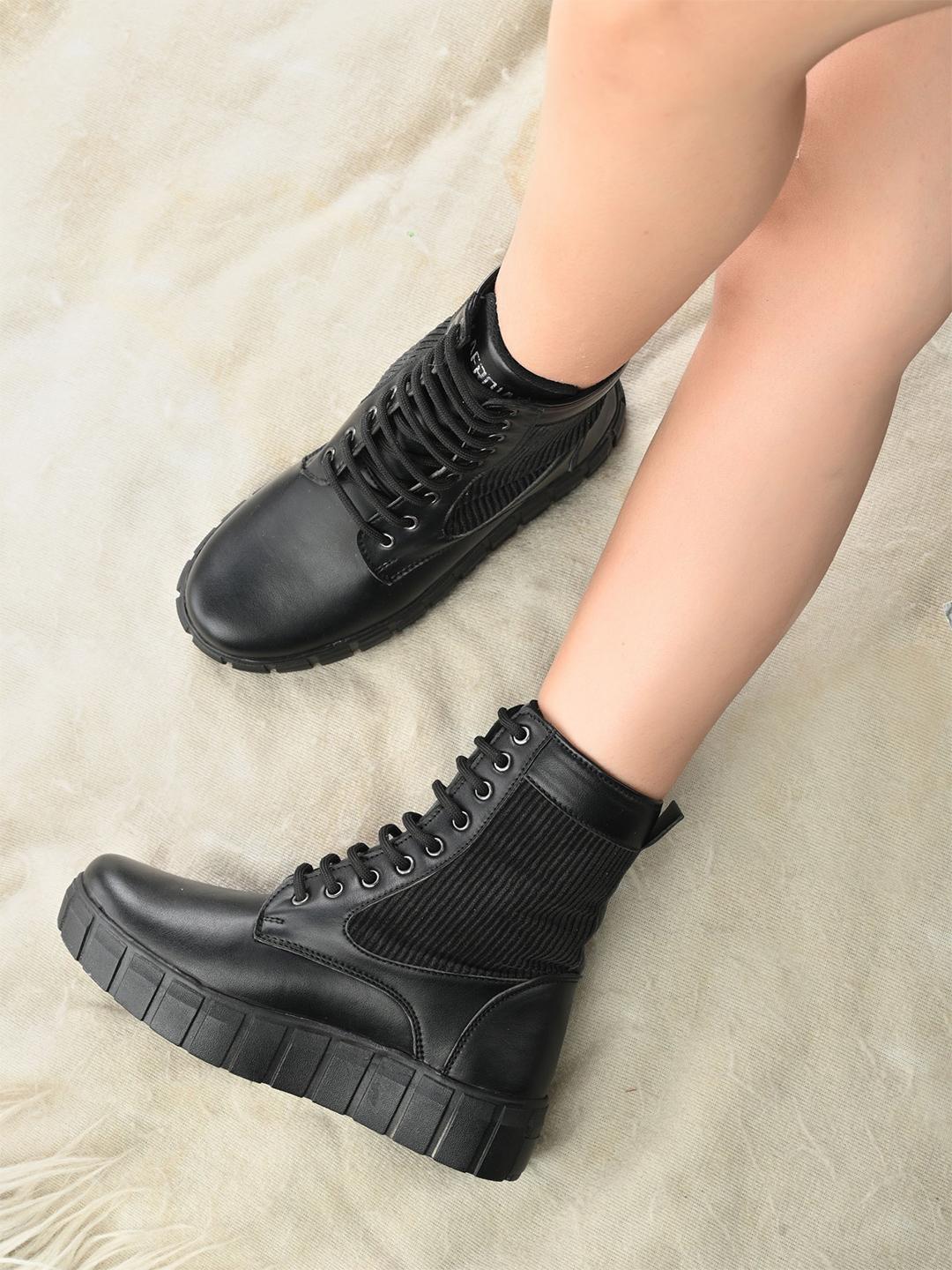 Low Heel Boots Womens Black Faux Leather Booties Women's Ankle