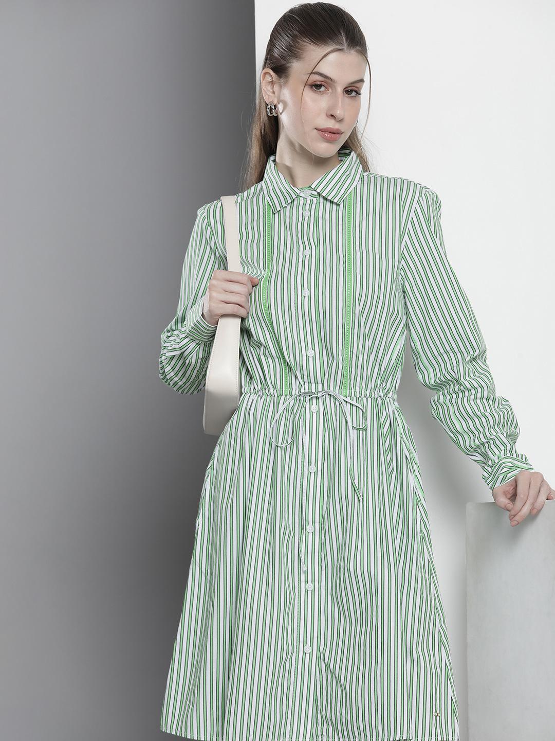 green emerald velvet dress TOMMY HILFIGER Preppy Green T Shirt Dress Short Sleeve Stripe Accent