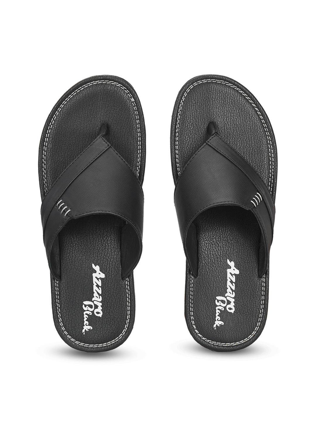 Buy Azzaro Black Men Textured Thong Flip-Flops - Flip Flops for
