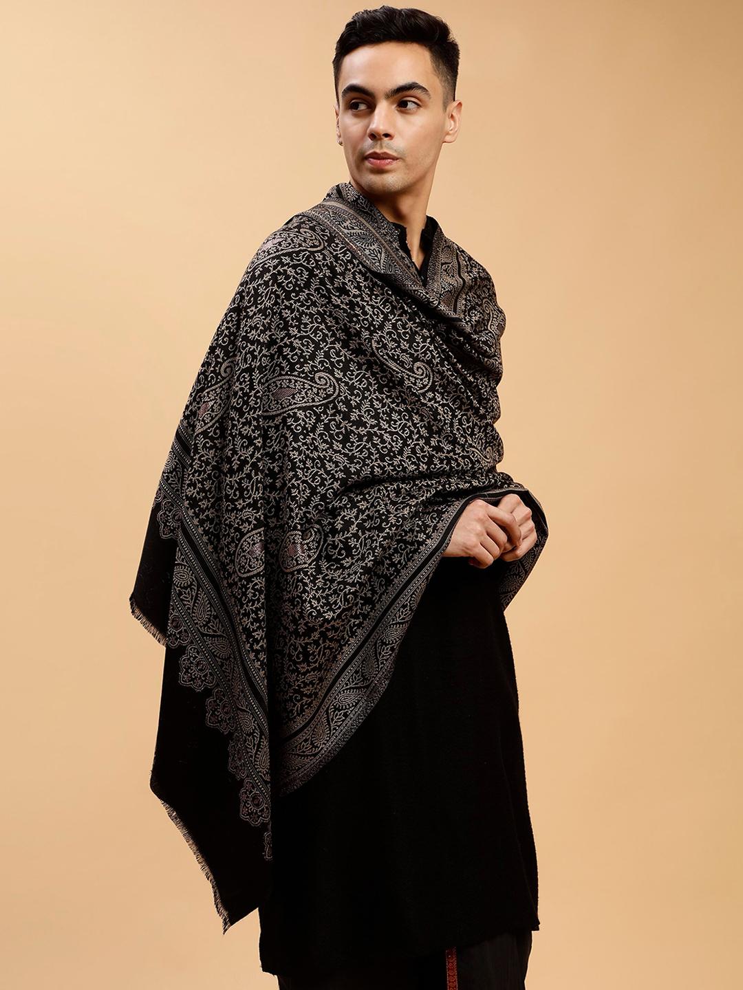 Shawl Neck Pashmina Shawl Myntra Buy Tweedle Paisley Woven-Design