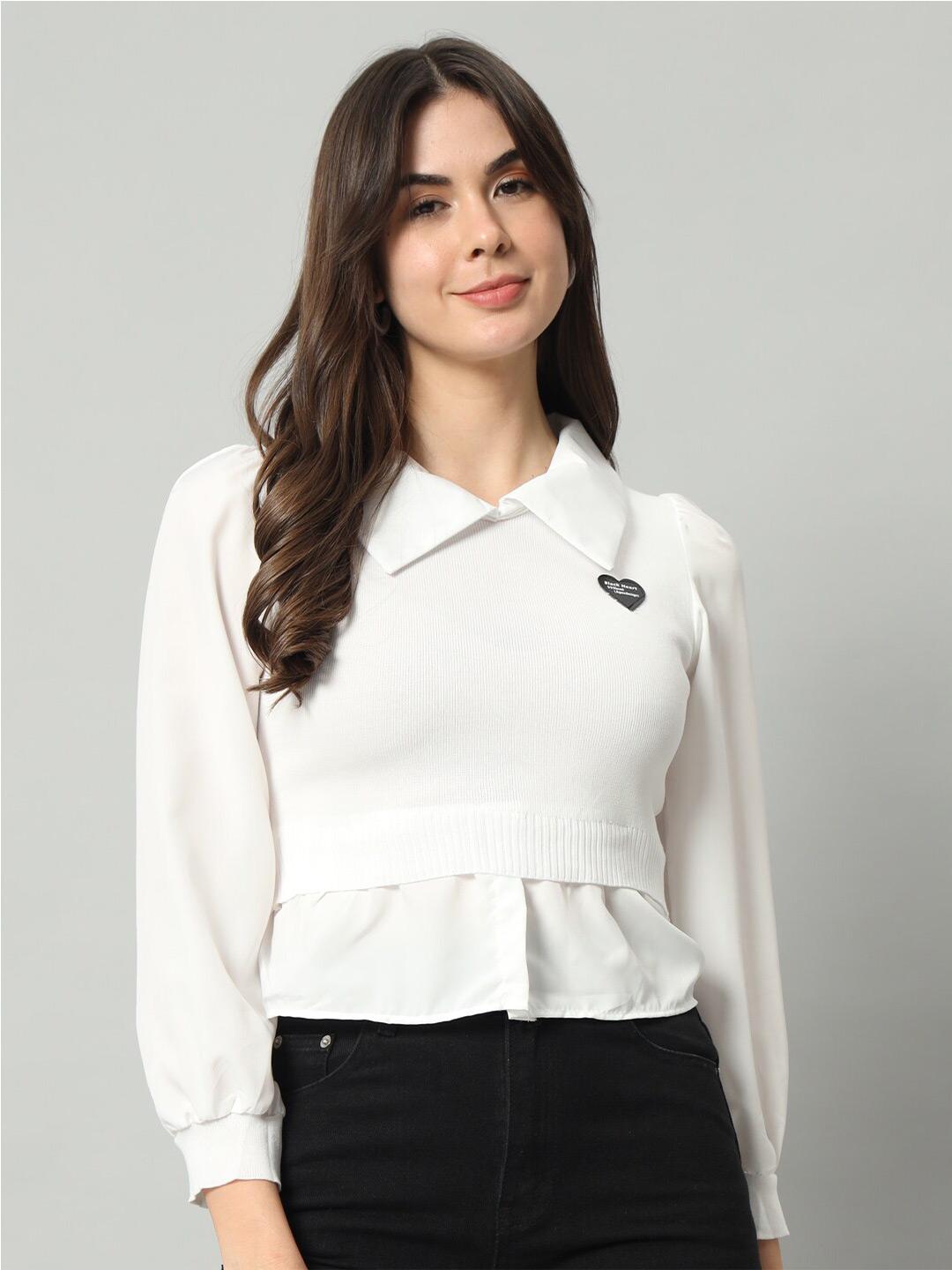 Buy BROOWL Shirt Collar Woollen Shirt With Attached Sweater