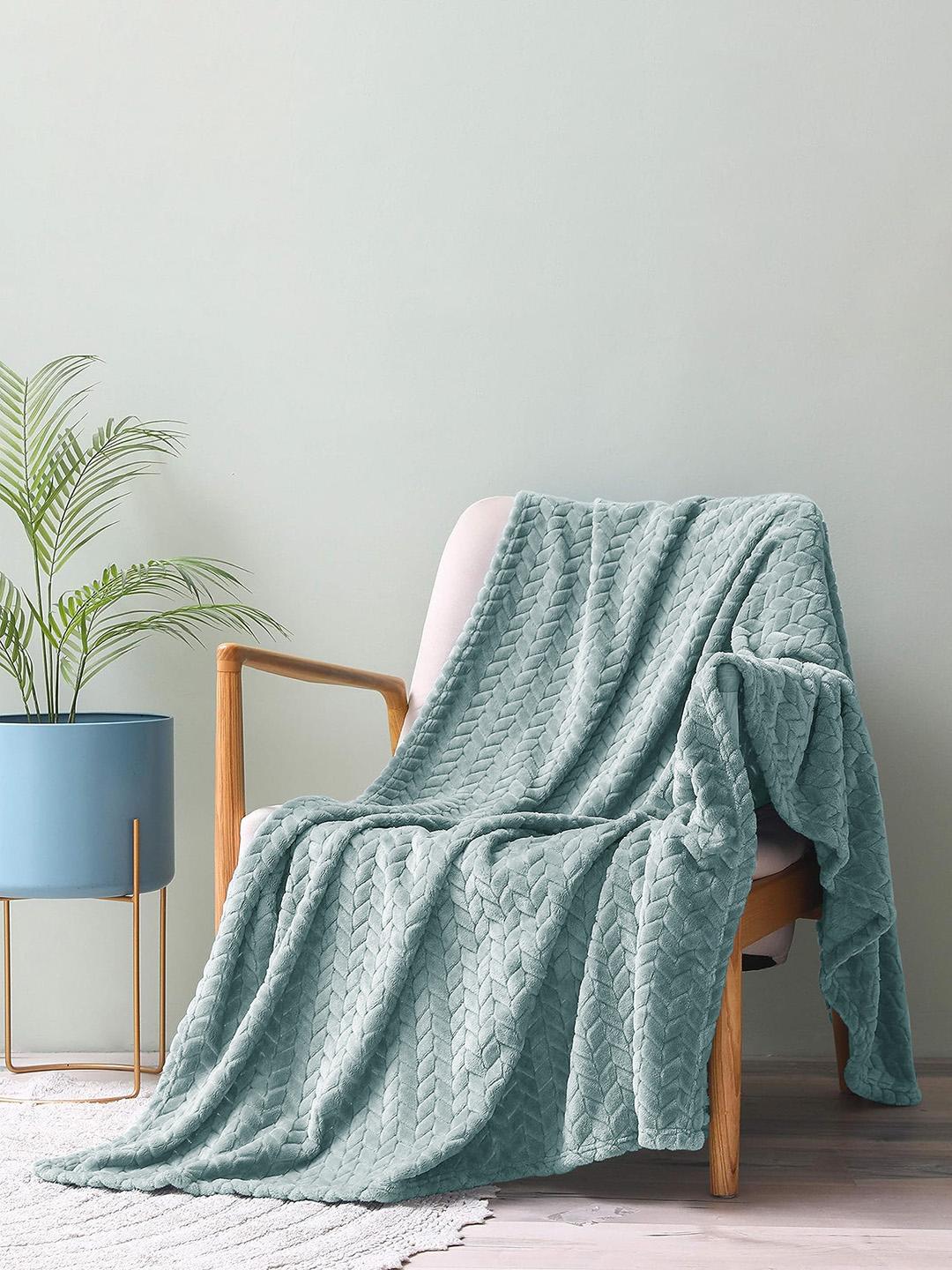 bsb home Grey Ethnic Motifs Fleece AC Room 300 GSM Double Bed Blanket