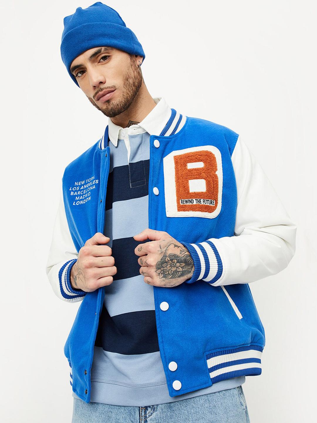 Buy max Self Design Varsity Jacket - Jackets for Men 26717268 | Myntra