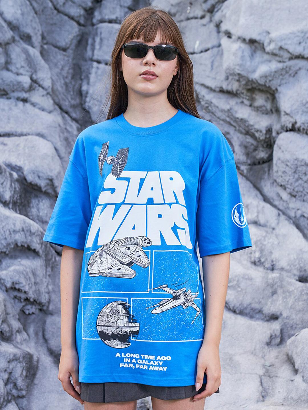 Buy Bonkers Corner Blue Star Wars Printed Drop-Shoulder Longline