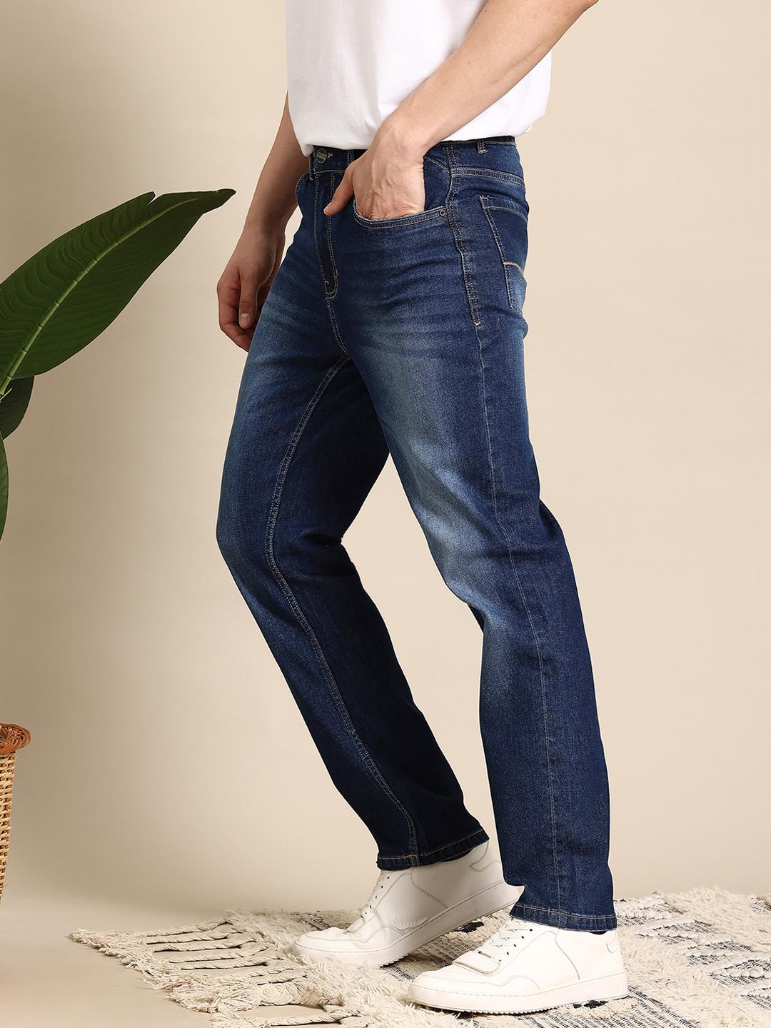 Mast & Harbour Men Relaxed Fit Light Fade Stretchable Jeans - Image 1