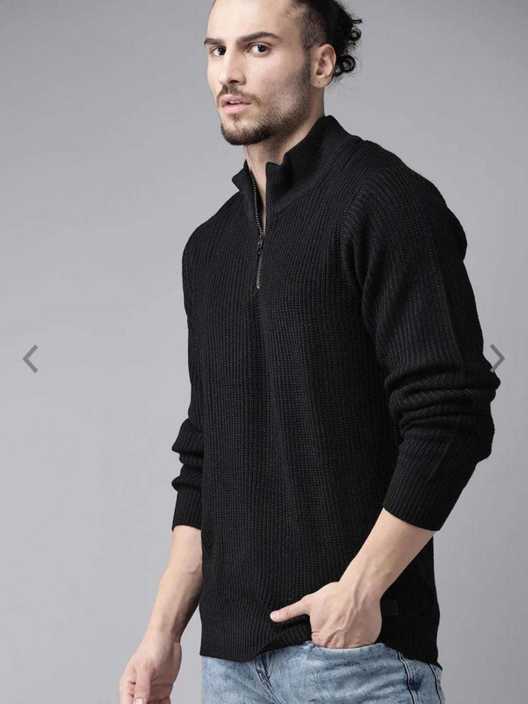 Buy The Roadster Lifestyle Co. Black Cable Knit Self Design Mock