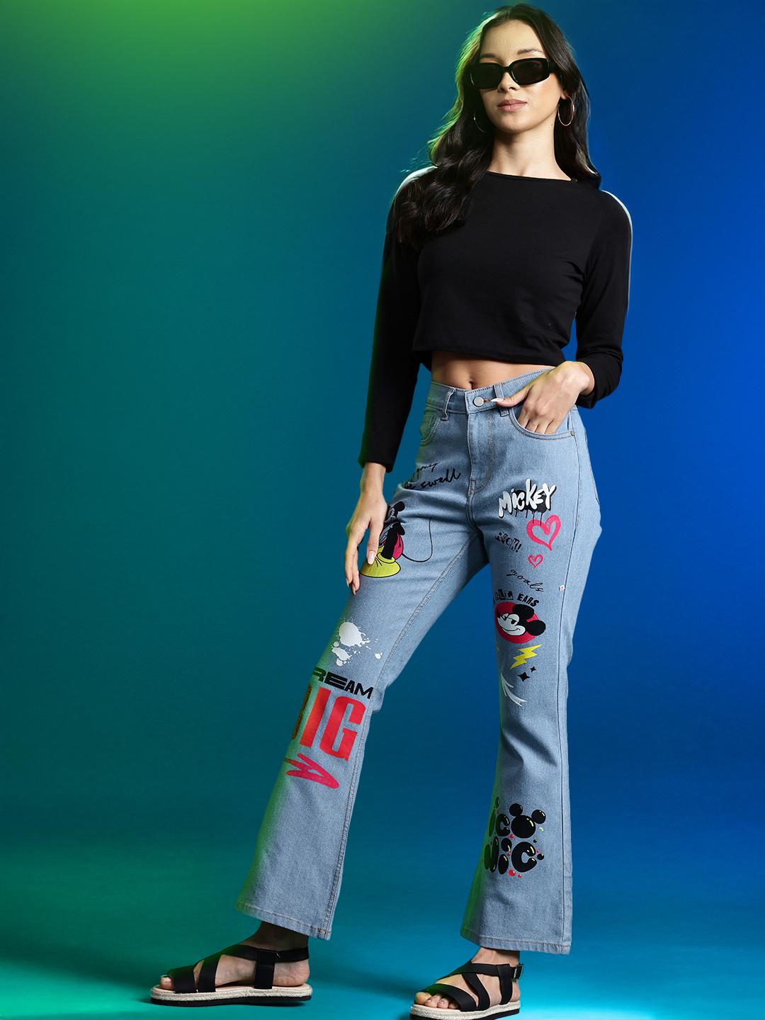 Buy DressBerry Women Mickey Mouse Printed Slim Flared Fit
