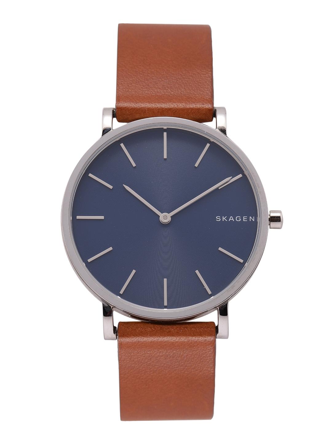 Buy SKAGEN Men Blue Dial Brown Leather Strap Analogue