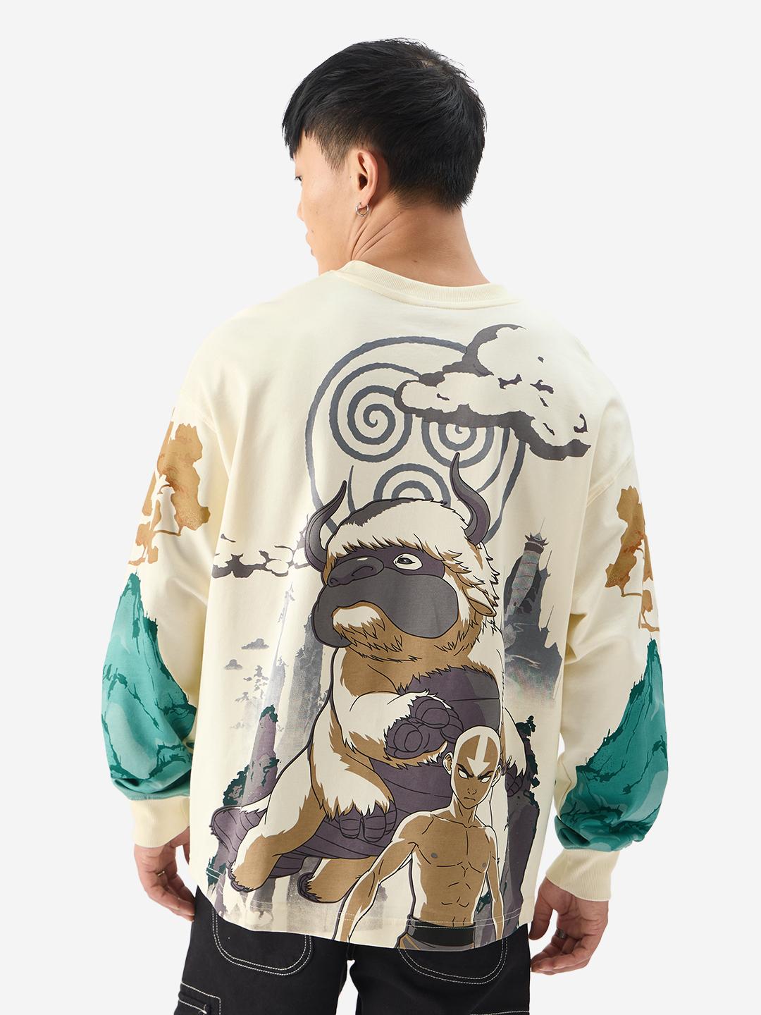 The Souled Store Men Oversized Avatar Beige T-Shirt