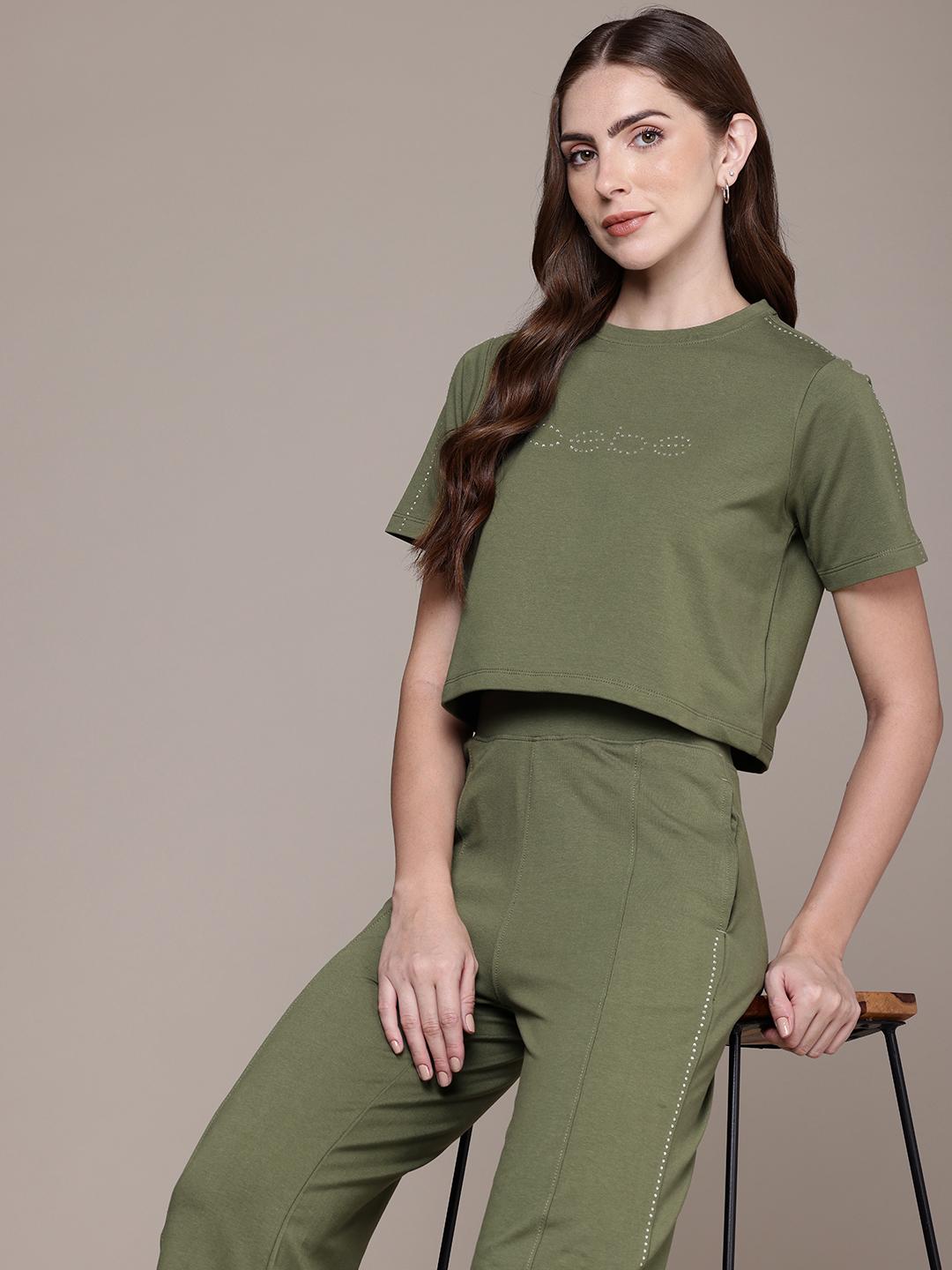 Crop Top Sweaters Pants Buy Bebe Women Brand Logo Embellished Crop