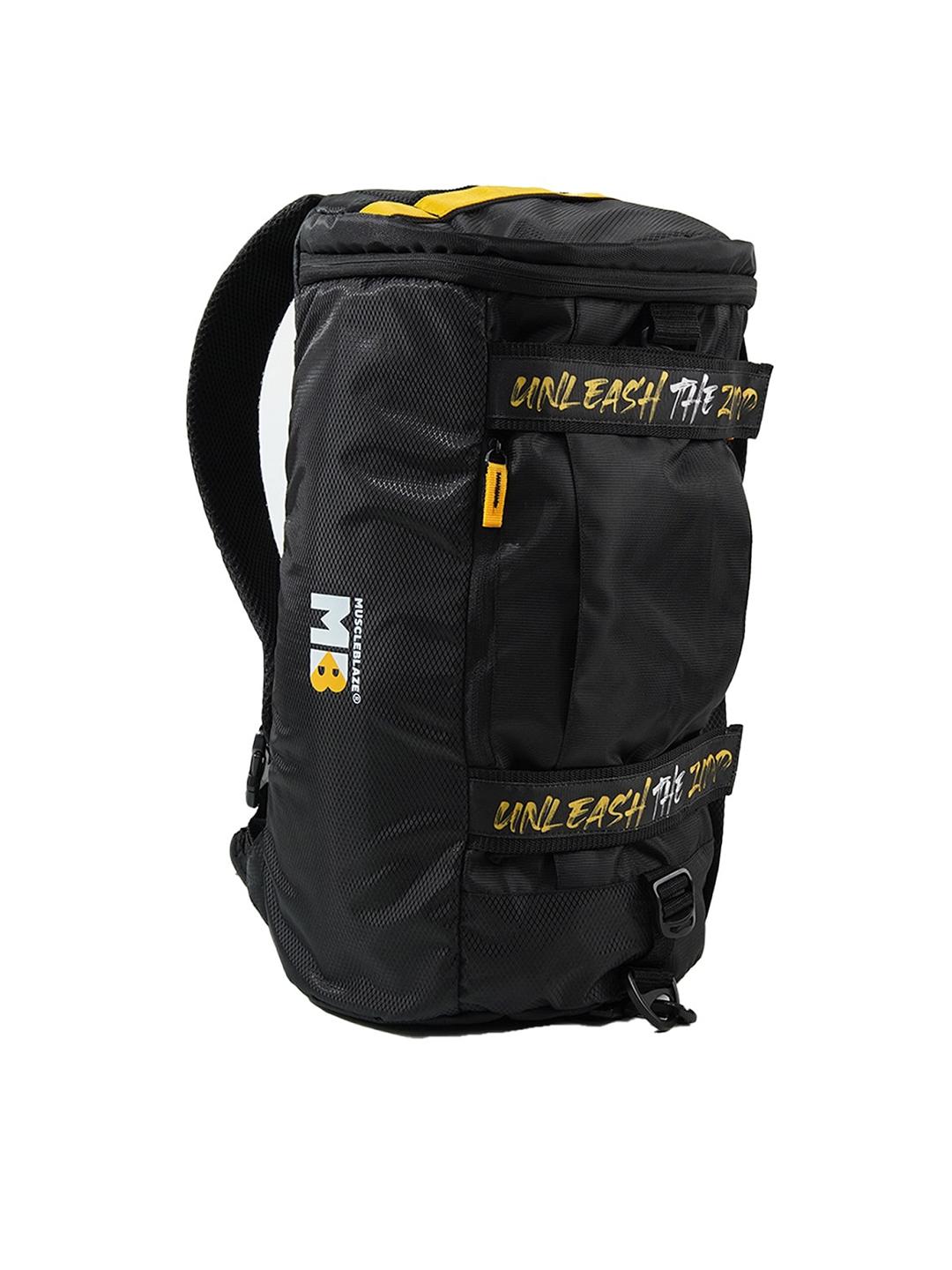 MuscleBlaze Unisex Black Typography Printed Gym Backpack