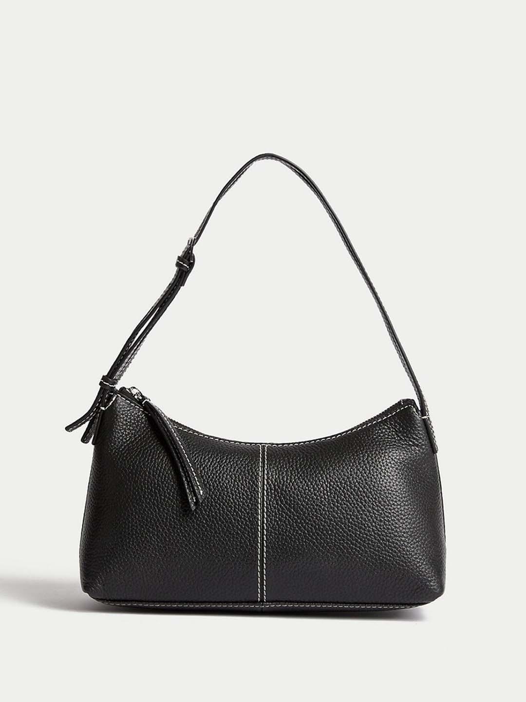 Buy Marks & Spencer Textured Leather Half Moon Shoulder Bag
