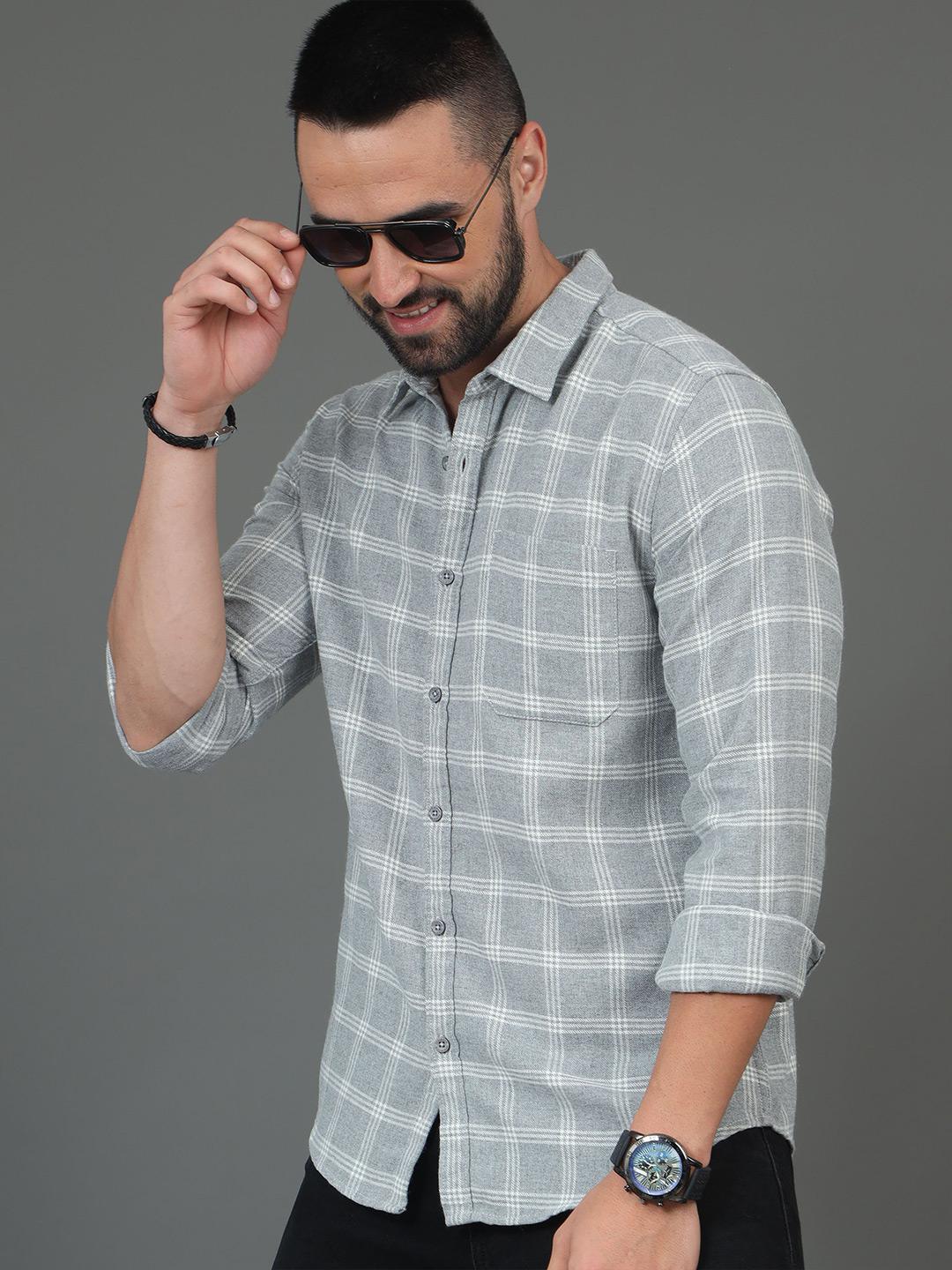 HERE&NOW Checked Spread Collar Slim Fit Casual Shirt - Image 1