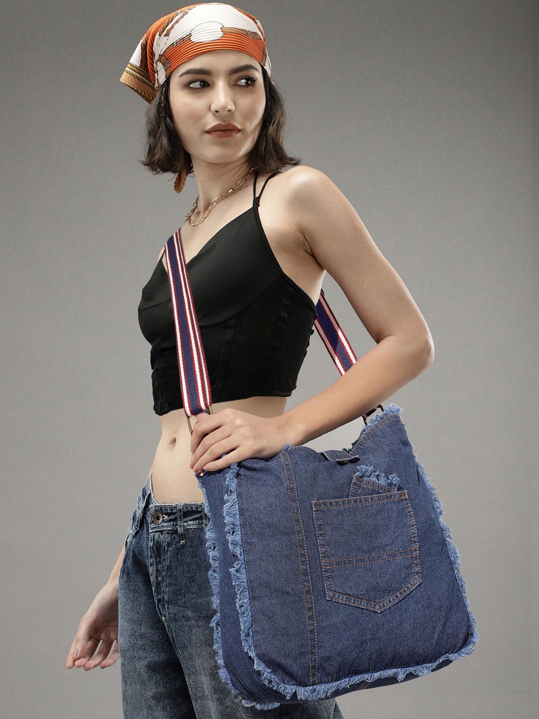 Buy Roadster X fwd Structured Cotton Denim Sling Bag - Handbags