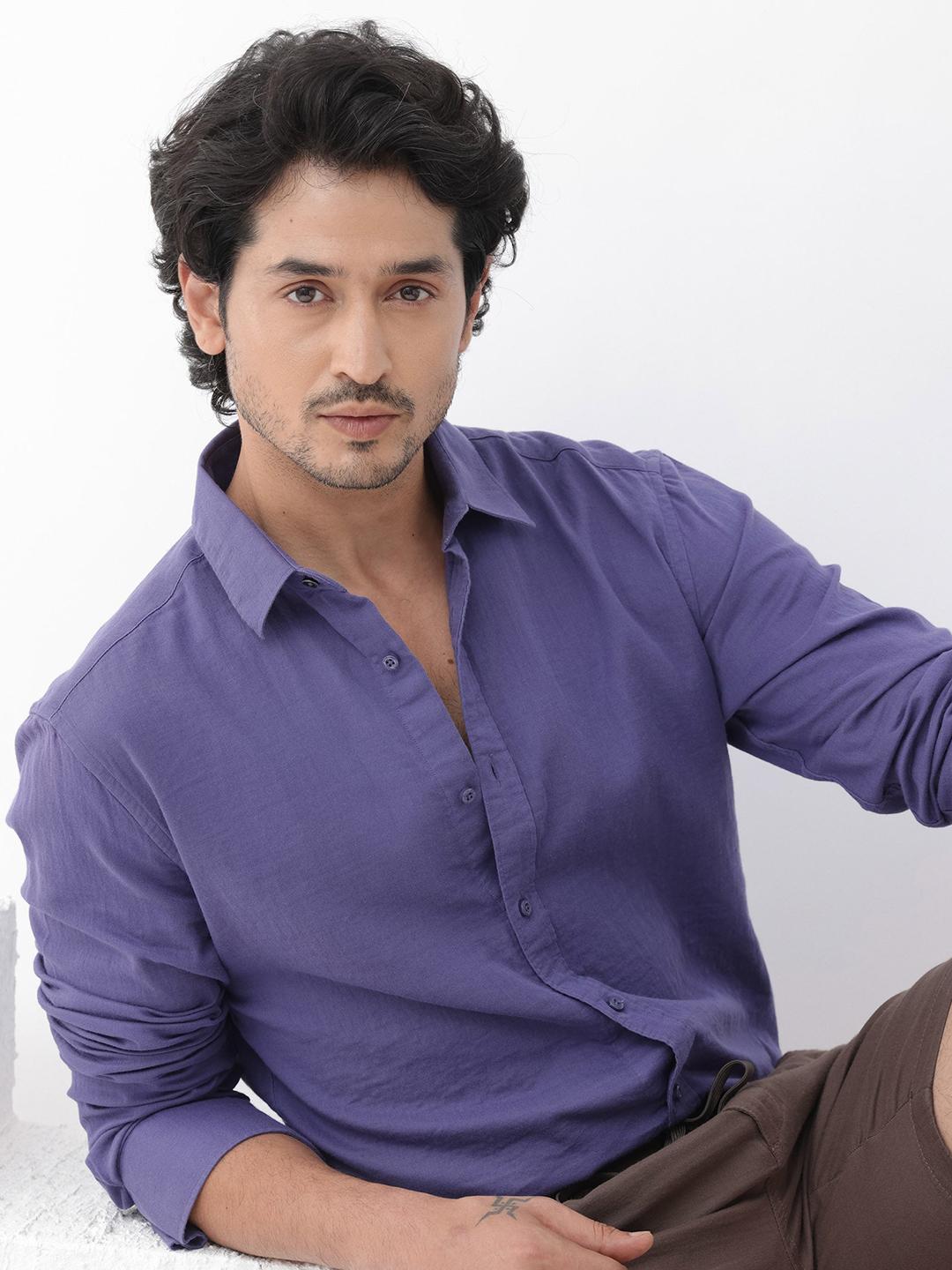 Buy RARE RABBIT Men Layerr Regular Fit Spread Collar Cotton Shirt