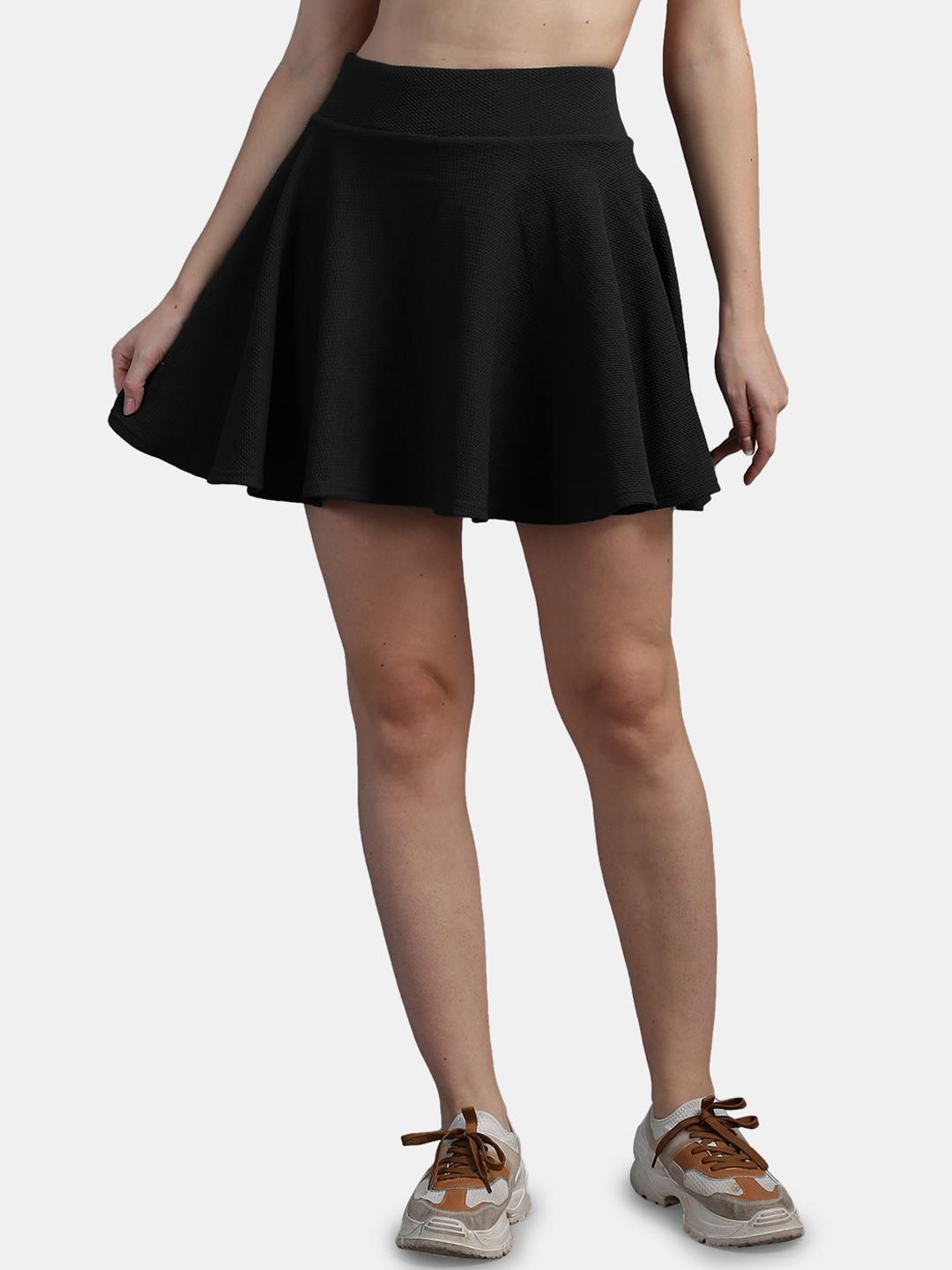Buy N-Gal Stretchable Flared Skater Short Mini Skirt - Skirts for