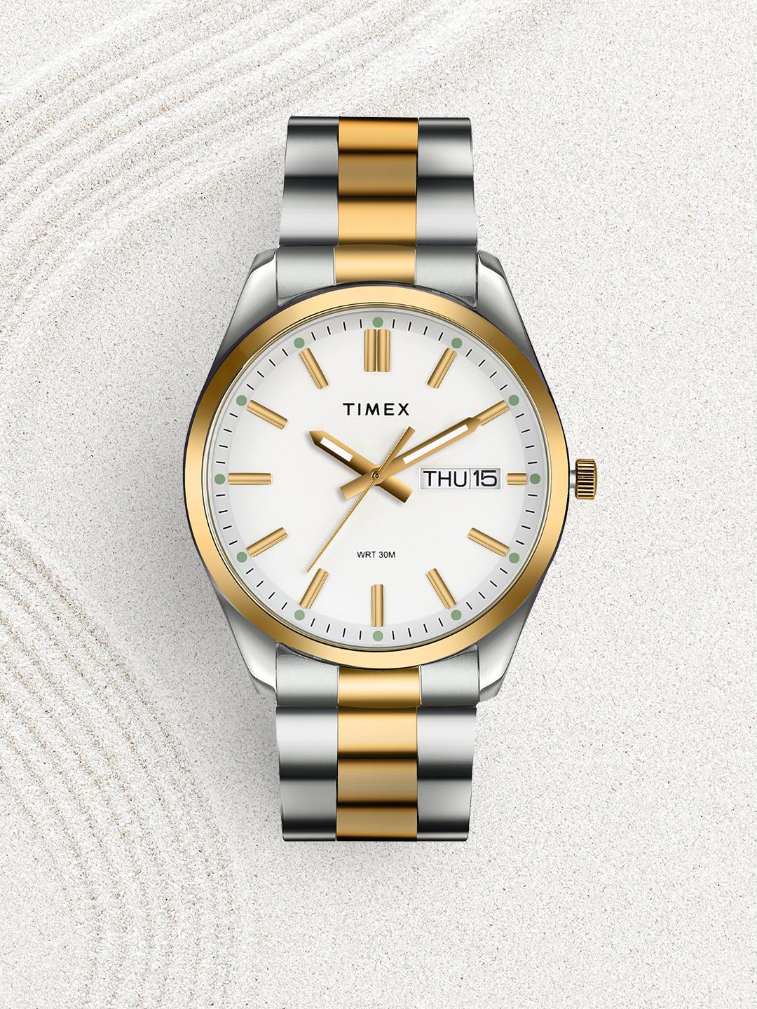 Buy Timex Men Brass Dial Stainless Steel Bracelet Style Straps