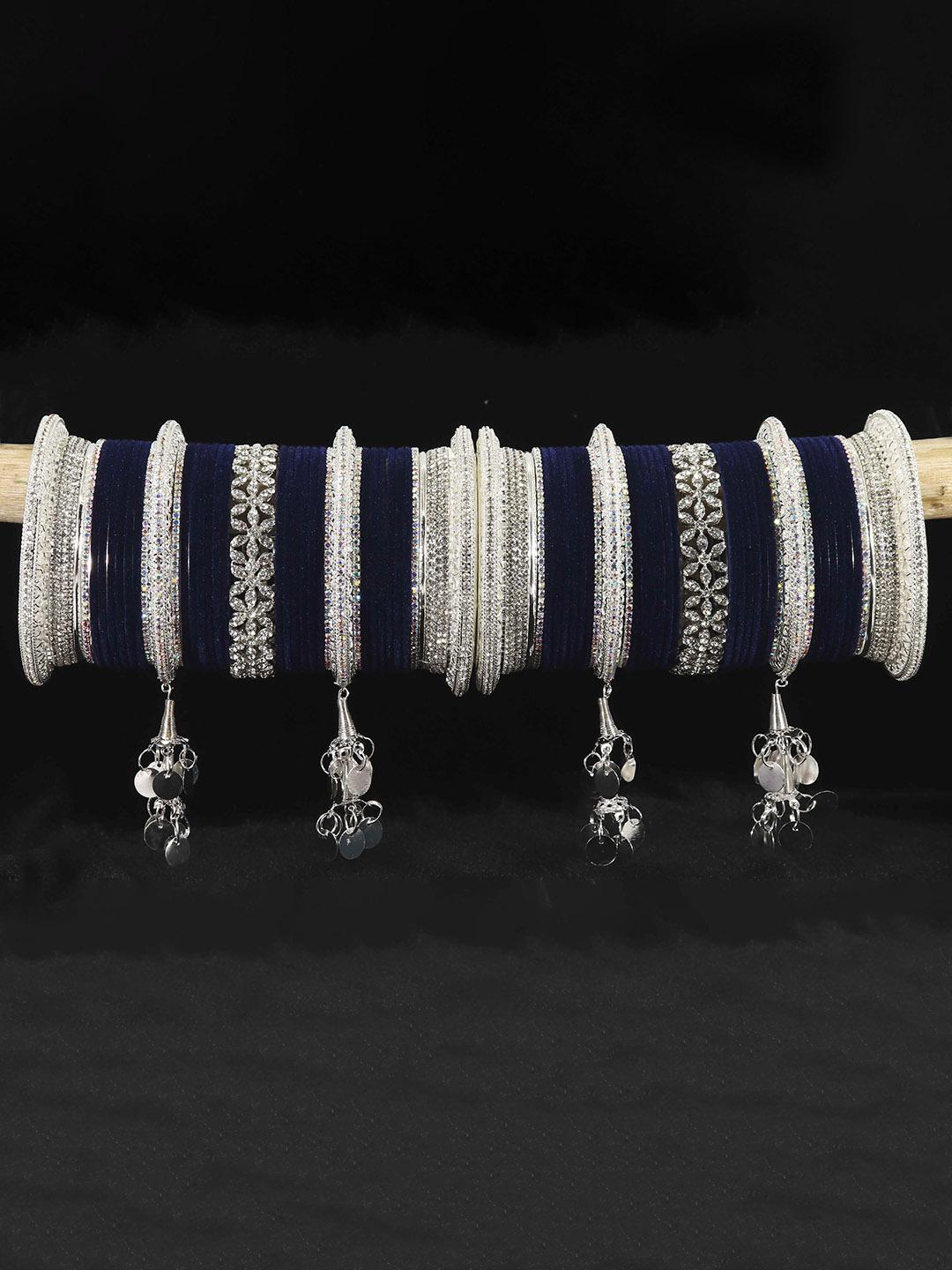 Buy LAVAZZA Set Of 74 Crystal Studded Bridal Chuda Bangles Set