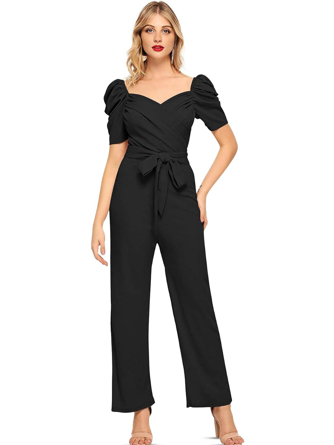 Buy ODETTE Sweetheart Neck Puff Sleeves Jumpsuit - Jumpsuit for