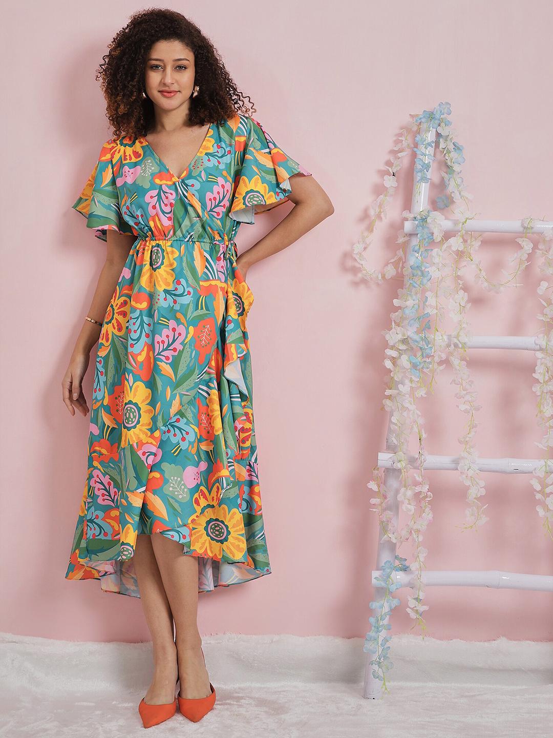 athena floral ruched long sleeve midi dress Ruched Mesh Midi Dress