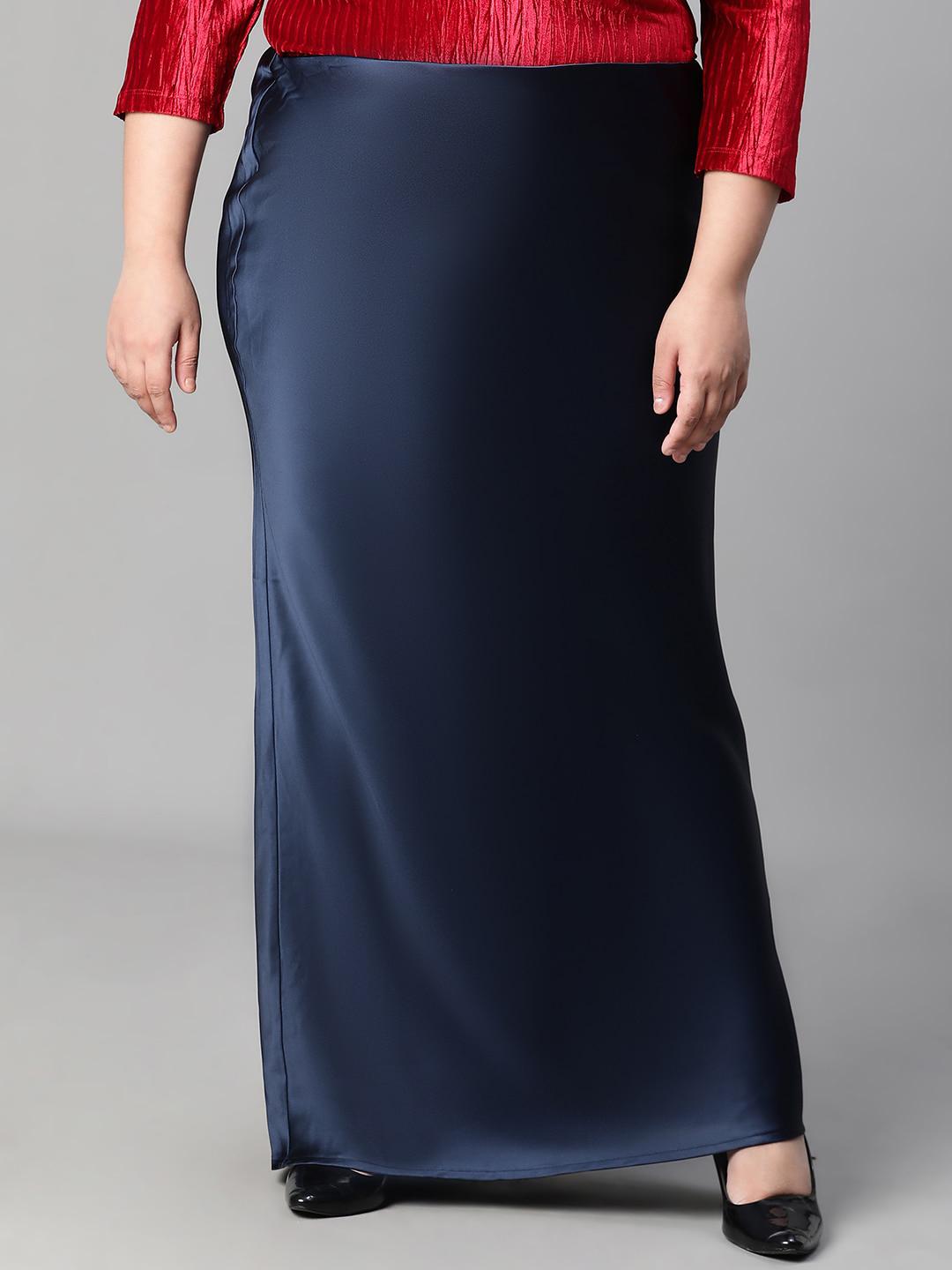 Oxolloxo Plus Size Satin Pencil Maxi Skirts
