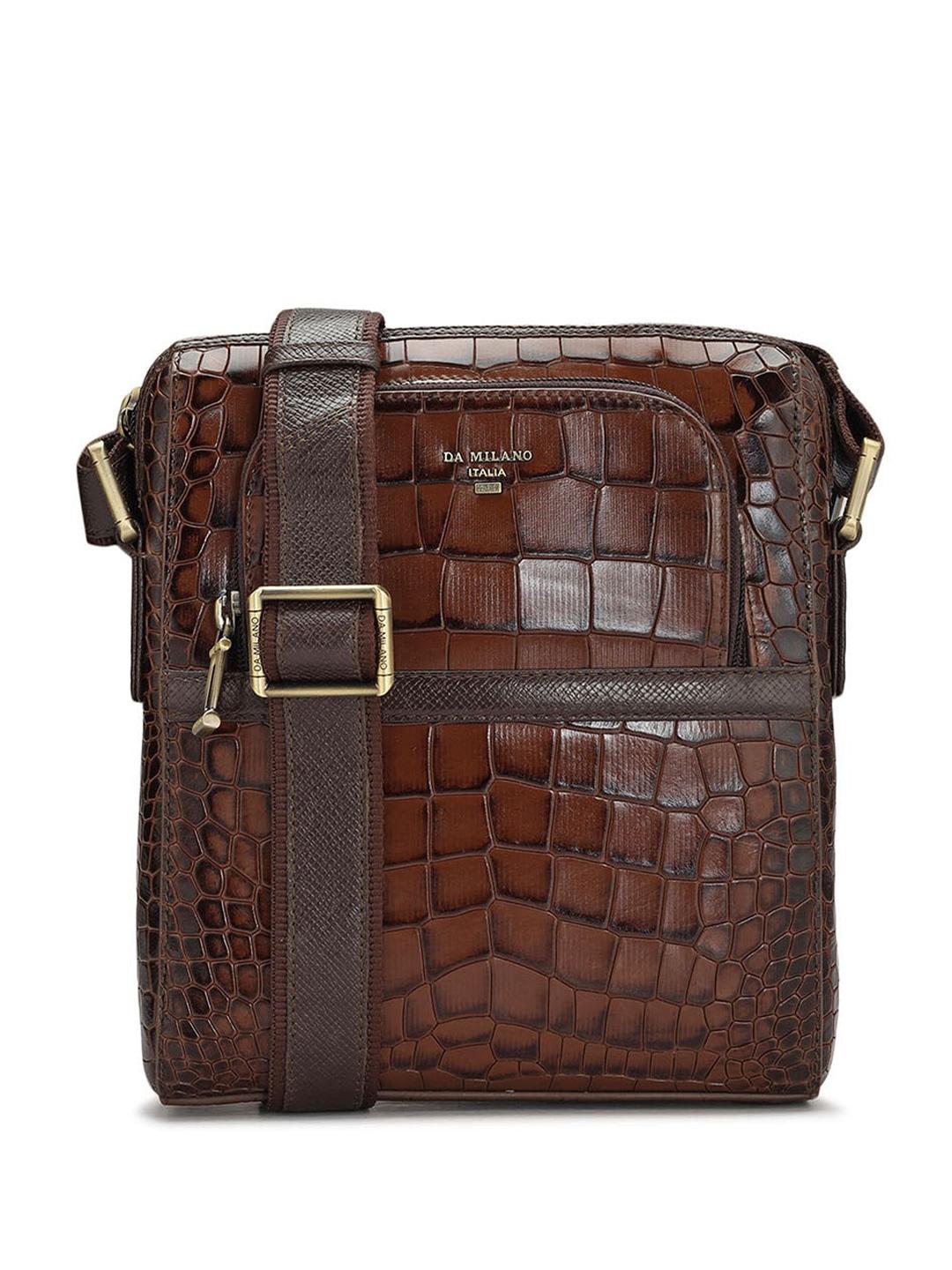 Buy Da Milano Textured Leather Messenger Bag - Messenger Bag for