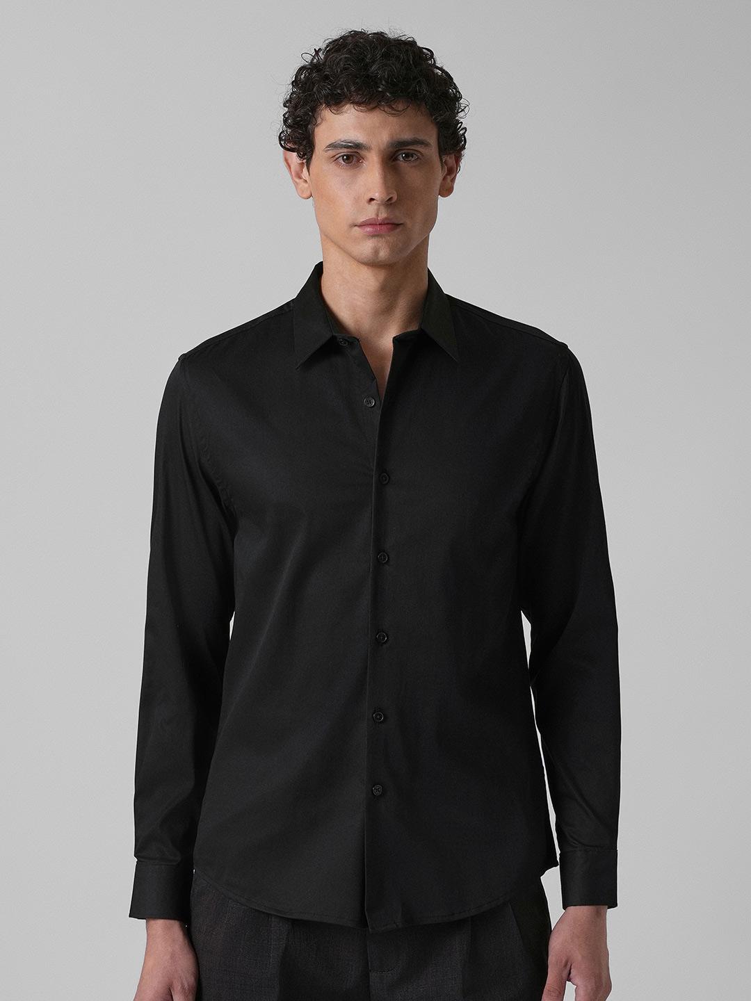 Banana Club Classic Slim Fit Spread Collar Satin Shirt - Image 1