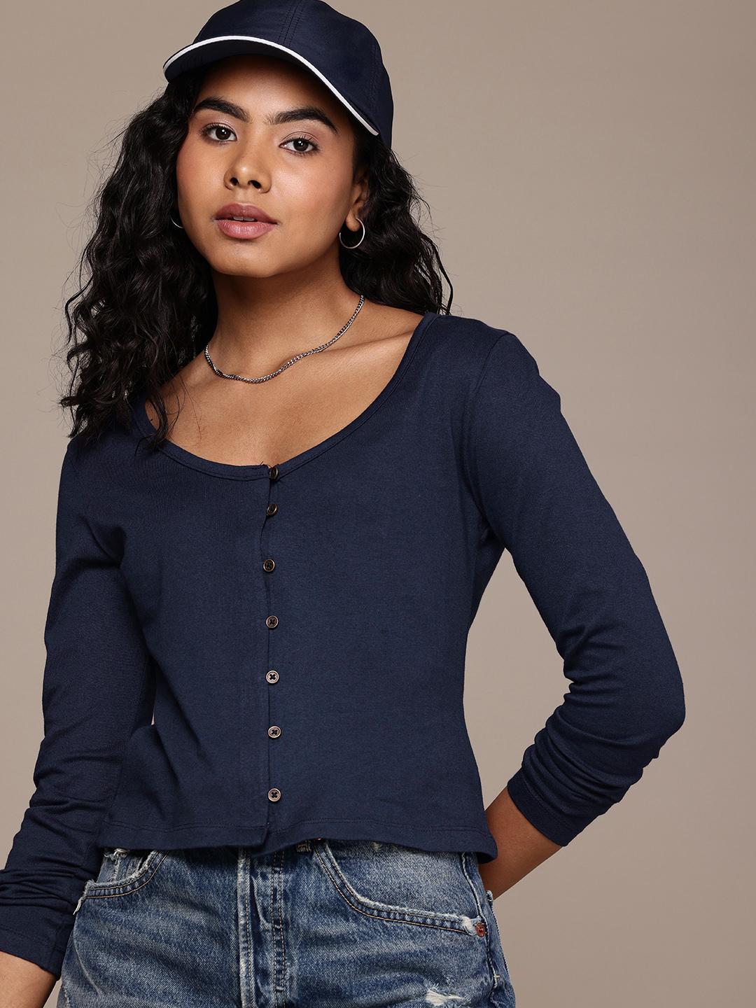 Buy The Roadster Life Co. Scoop Neck Long Sleeves Knitted Top