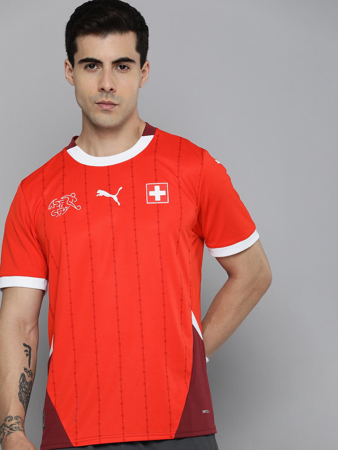 Buy Puma Striped dryCELL Switzerland Football 2024 Home Jersey T