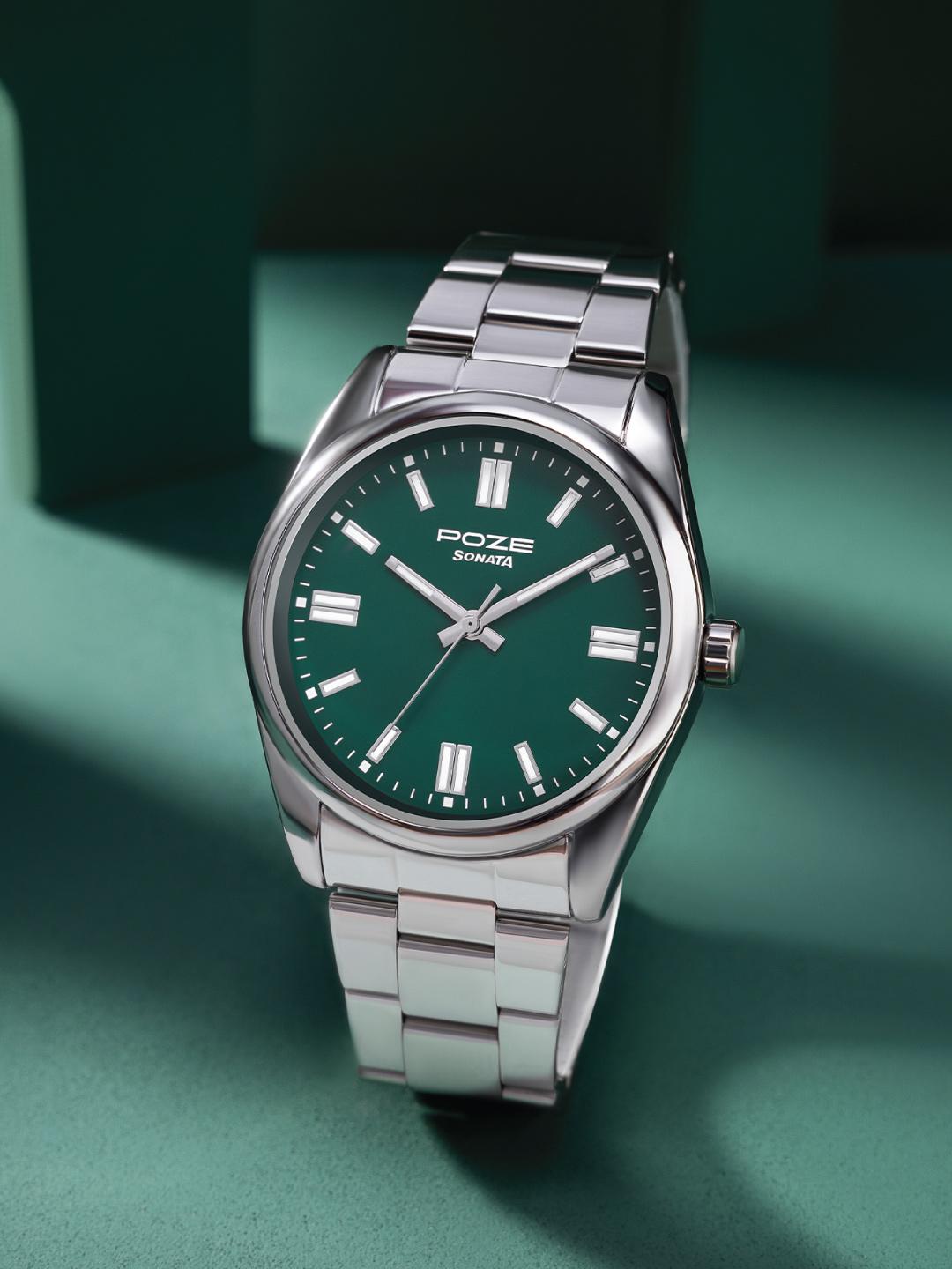 Sonata Poze Quartz Analog Green Dial Watch for Men - Image 1
