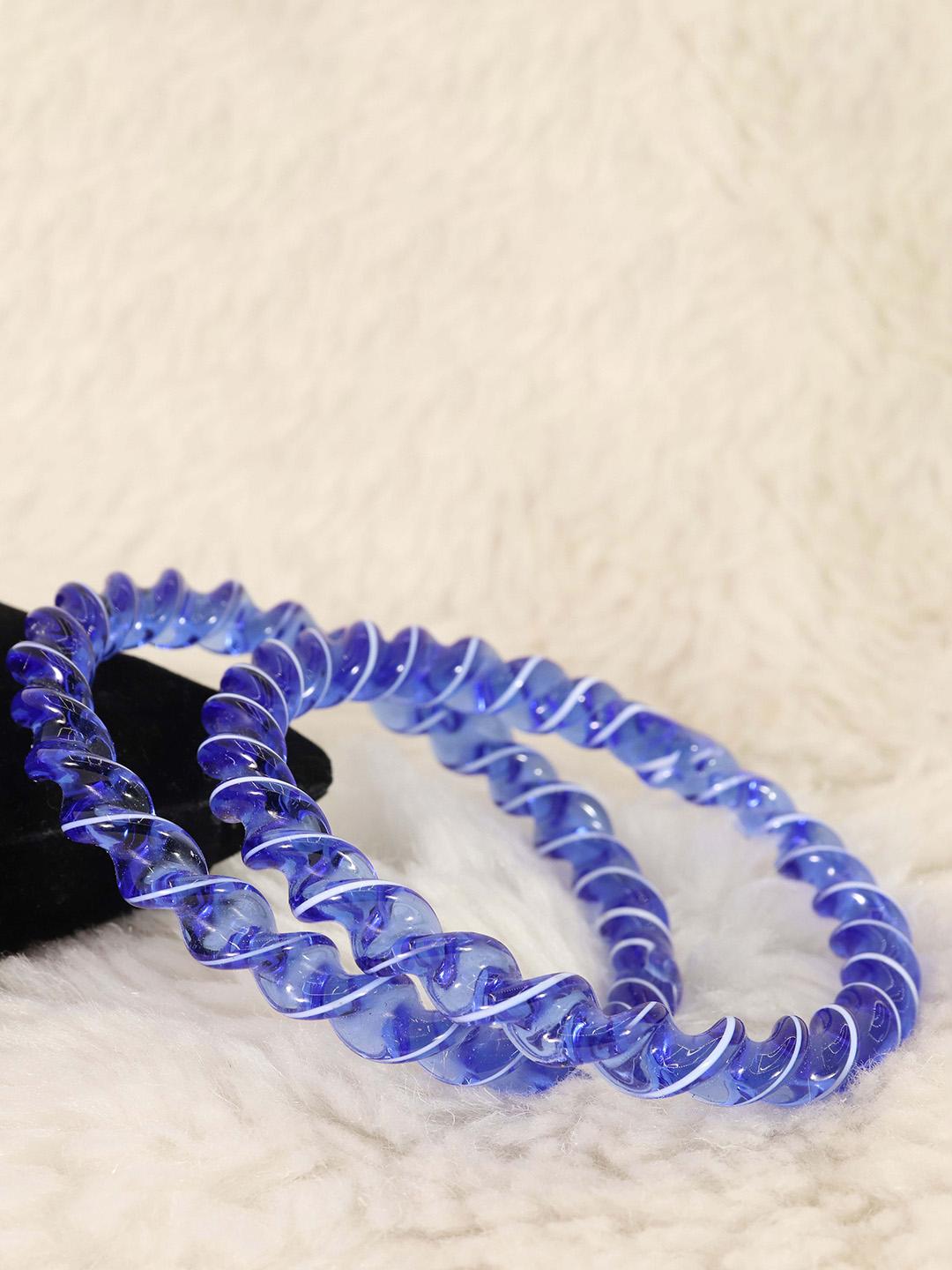 Buy NMII Set Of Twisted Design Glass Bangles Bangle for Women