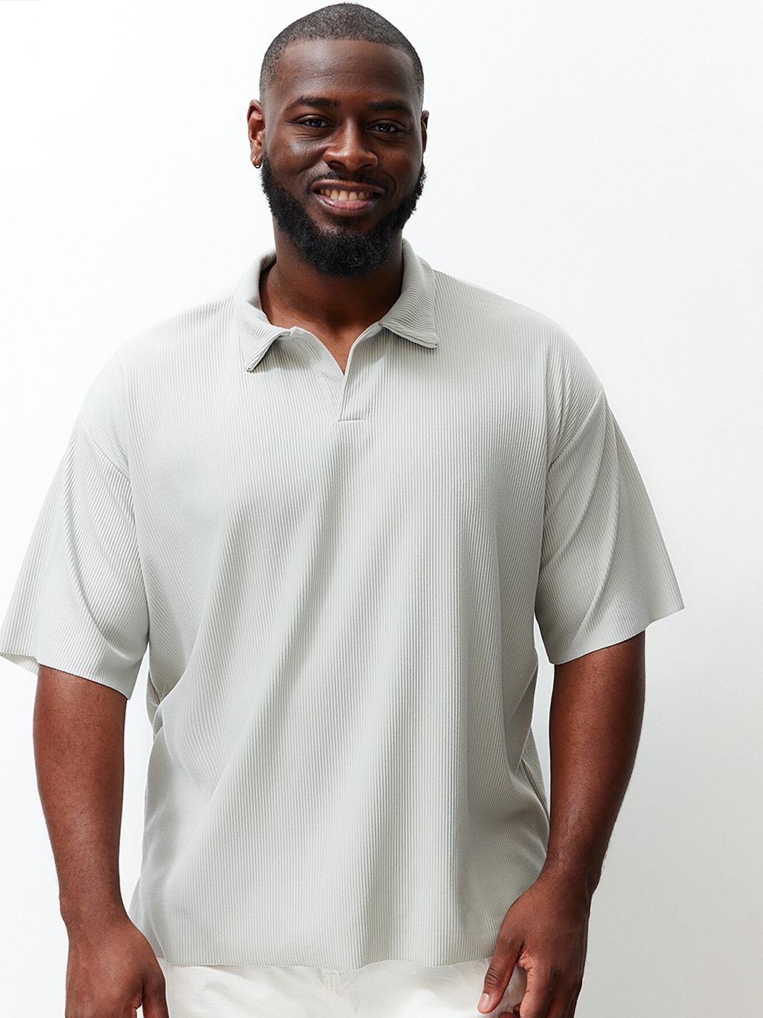 Buy Trendyol Plus Size Polo Collar Drop-Shoulder Sleeves Casual T