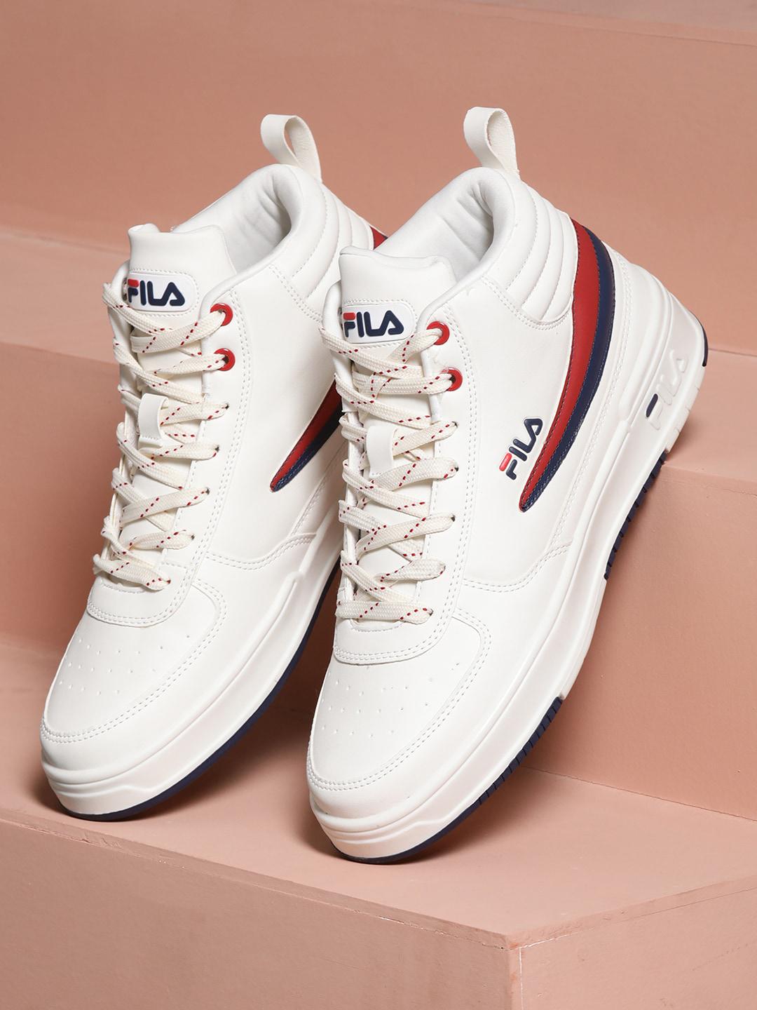 High Top Fila Model Shoes FILA Men Striped Mid Top Lightweight